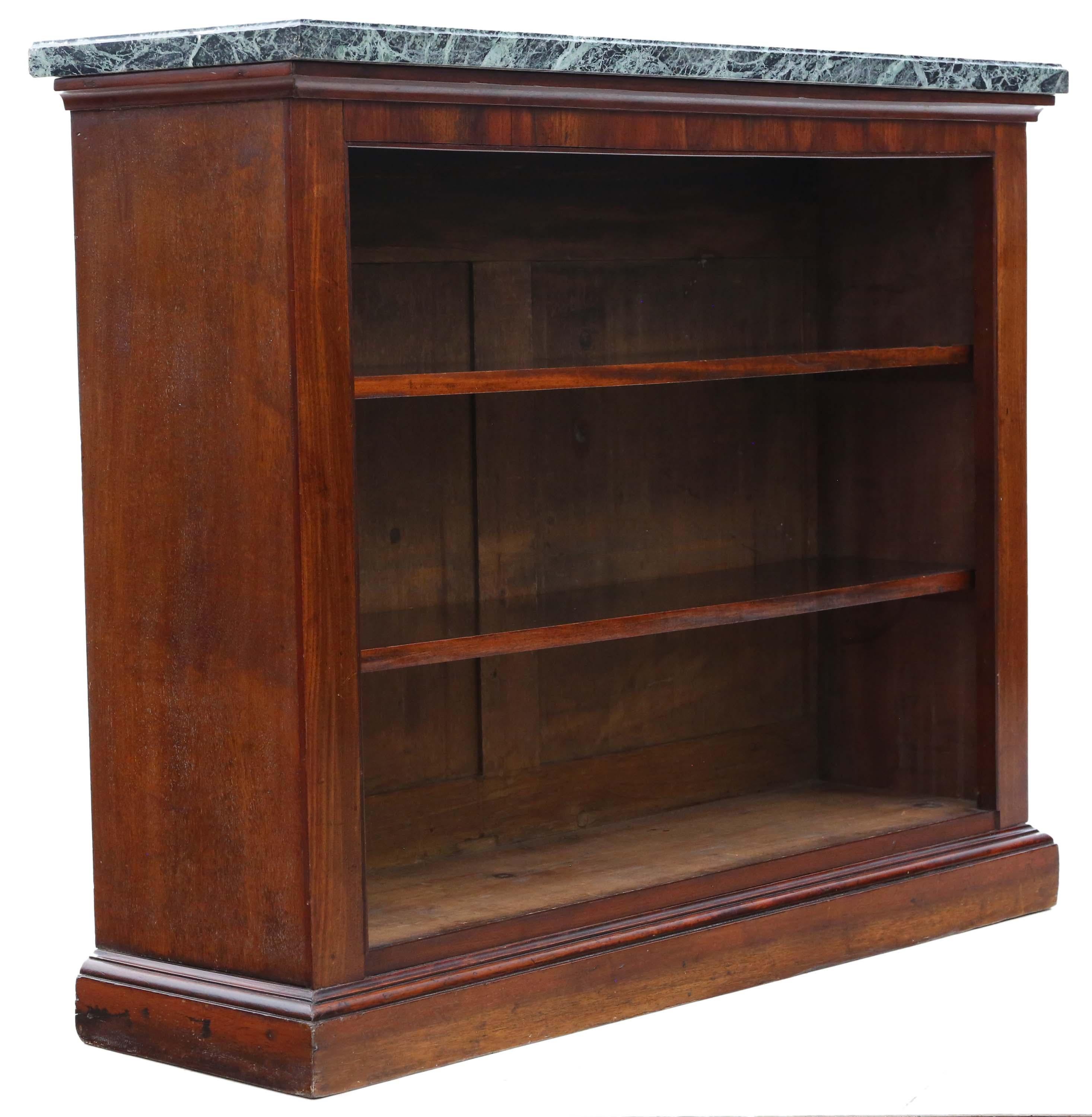 Marble  Antique large fine quality 19th Century mahogany and marble bookcase For Sale