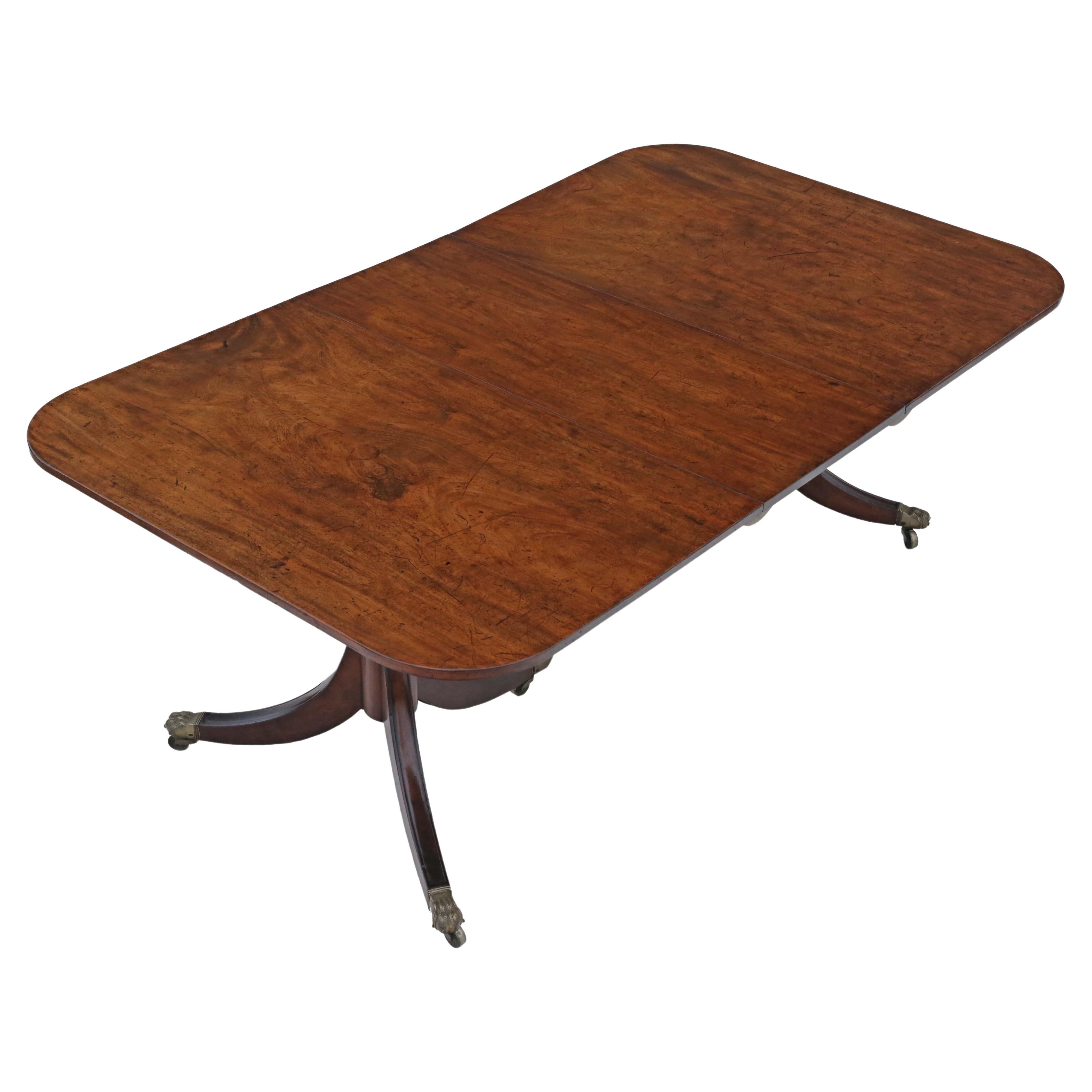 Antique Large Fine Quality ~6'7" Mahogany Extending Dining Table Double Pedestal For Sale