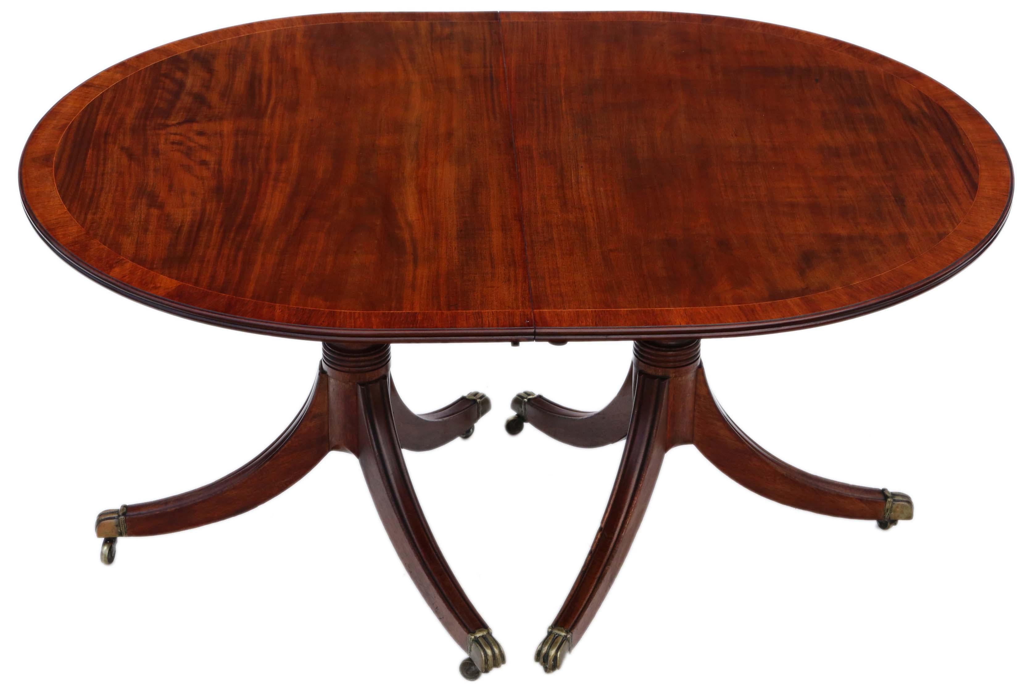 Antique Large Fine Quality ~7' Mahogany Extending Dining Table Twin Pedestal 4