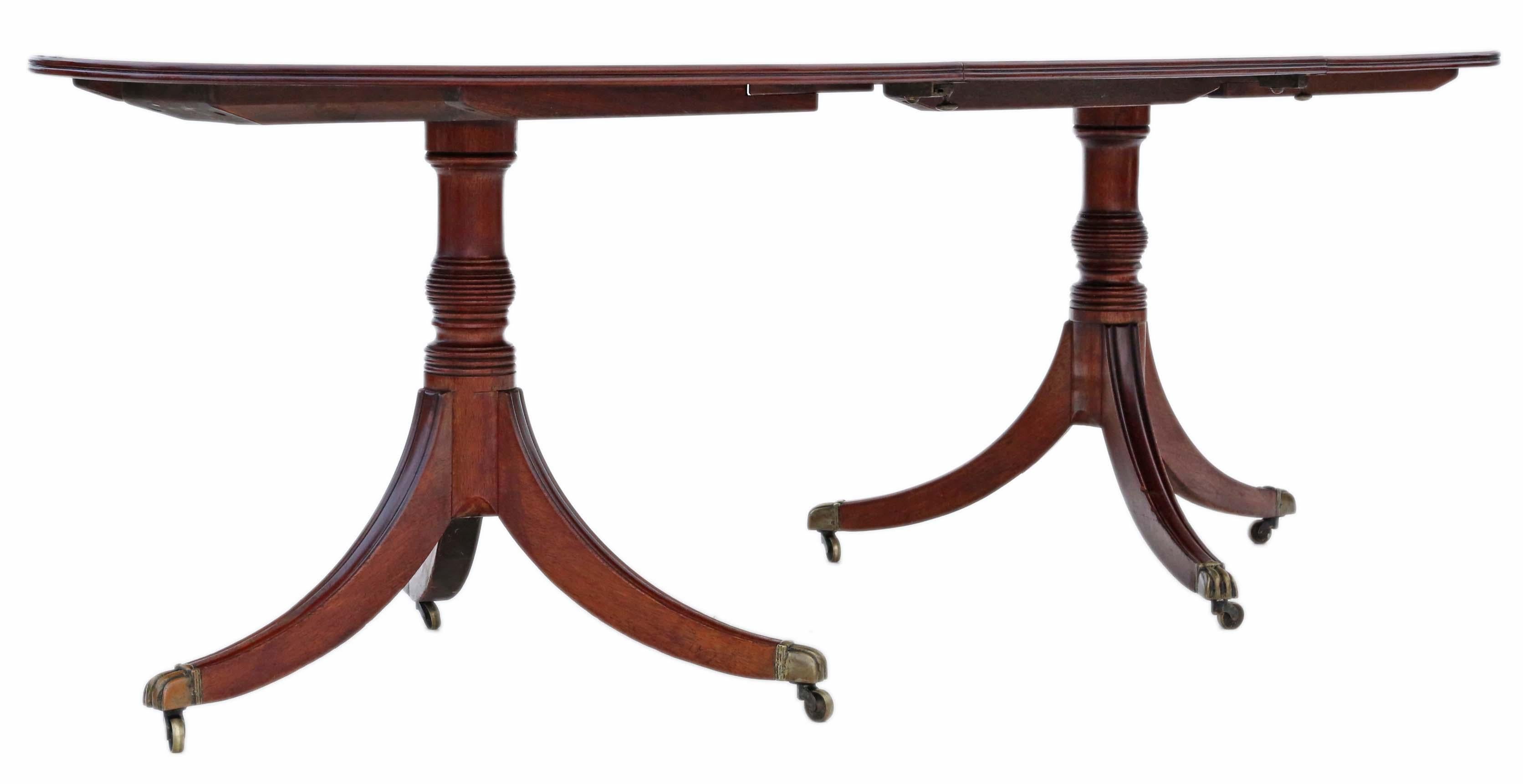 Georgian Antique Large Fine Quality ~7' Mahogany Extending Dining Table Twin Pedestal