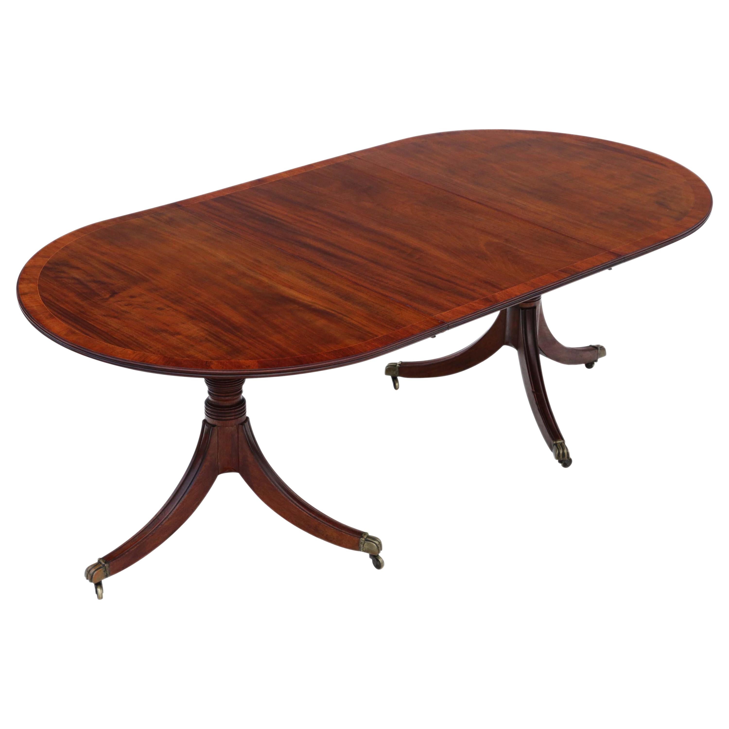 Antique Large Fine Quality ~7' Mahogany Extending Dining Table Twin Pedestal