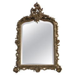 Antique Large Fine Quality Decorative Gilt Wall or Overmantle Mirror 19thCentury