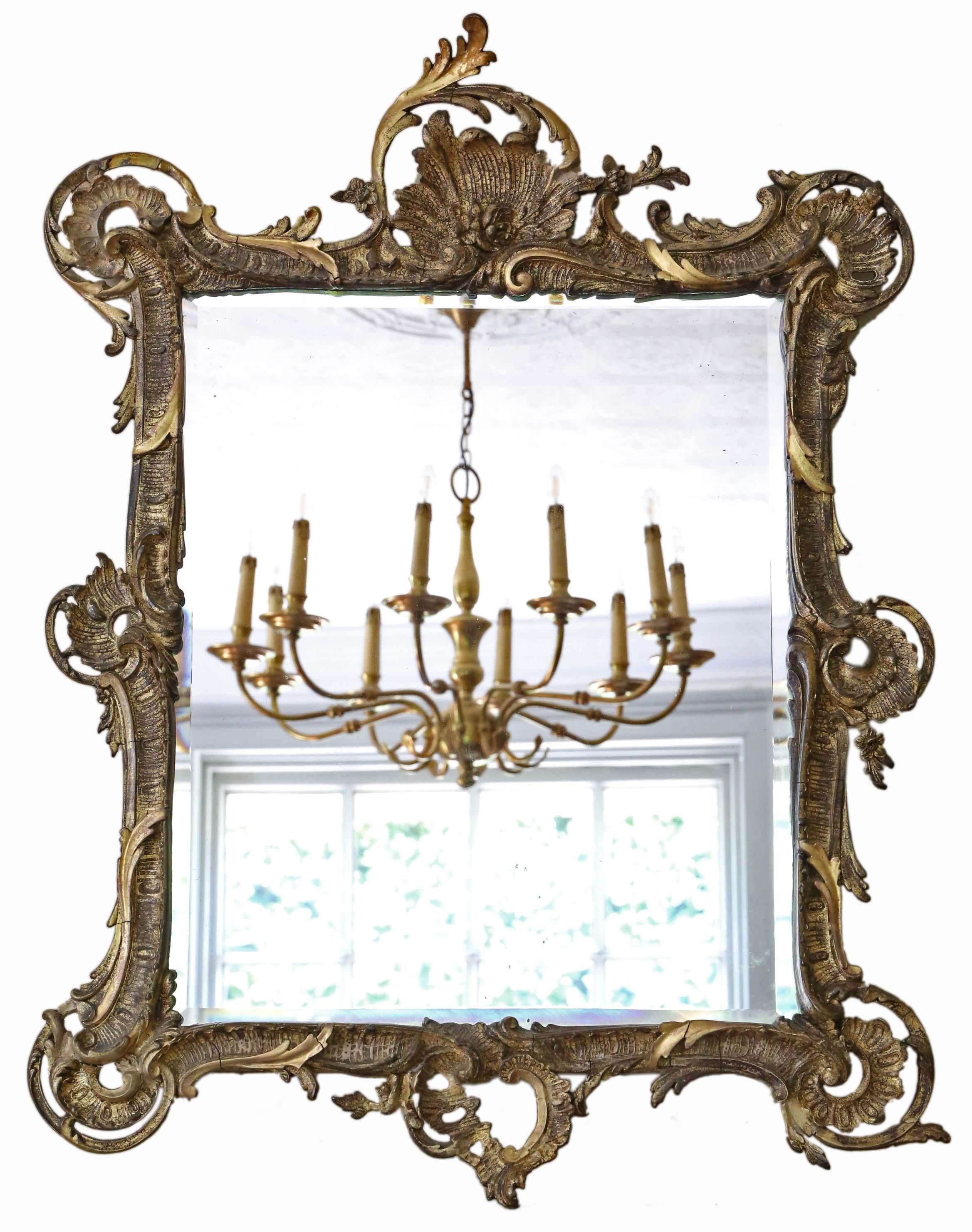Antiker großer, feiner, vergoldeter Übermantel oder Wandspiegel aus dem frühen 19. Jahrhundert im Angebot 6