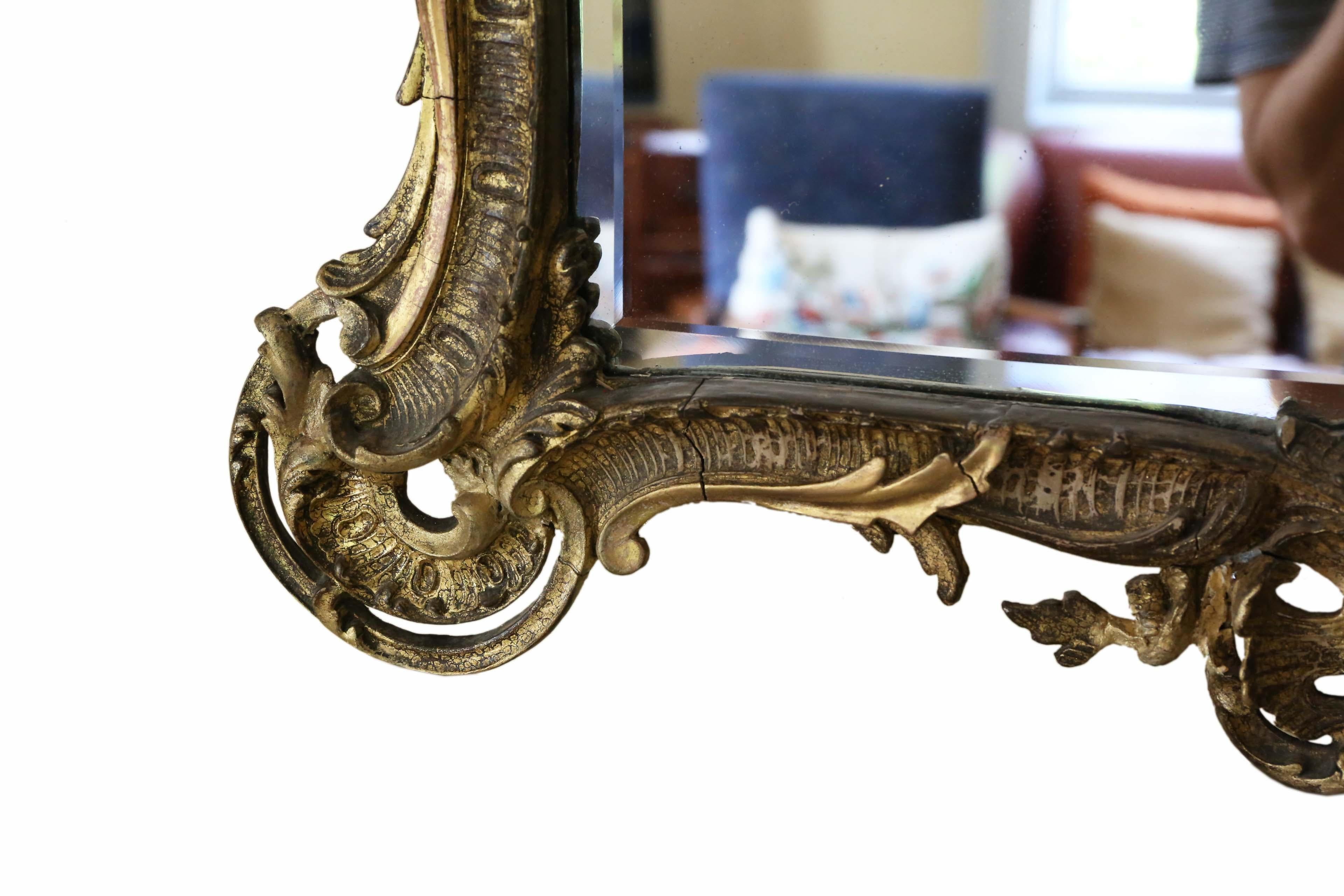 Antique Large Fine Quality Early 19th Century Gilt Overmantel or Wall Mirror For Sale 3
