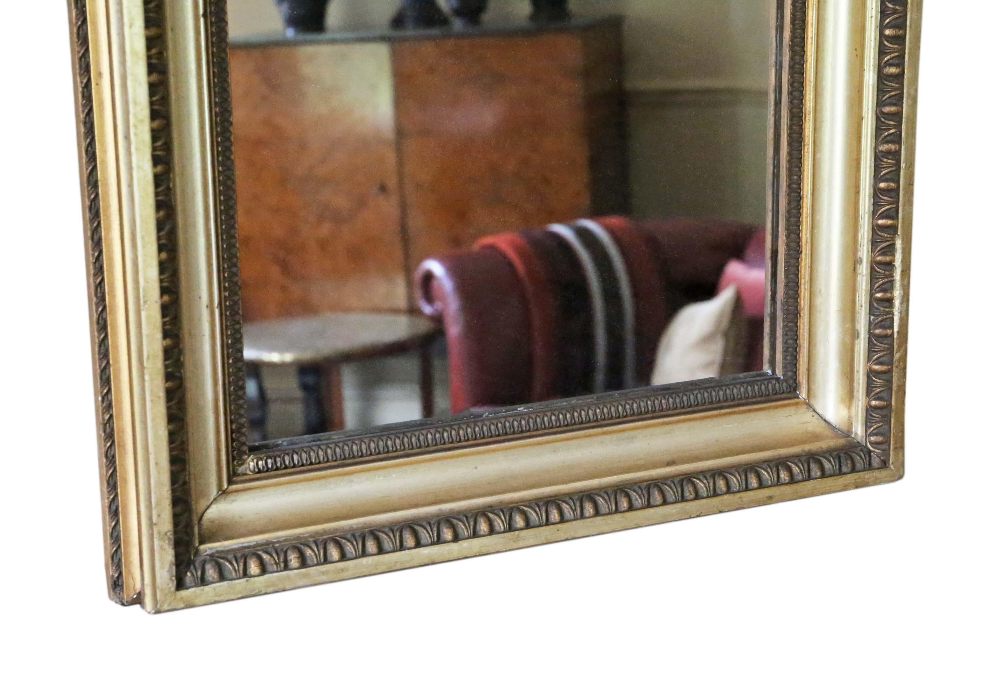 Antique large fine quality gilt wall overmantle mirror 19th Century In Good Condition For Sale In Wisbech, Cambridgeshire