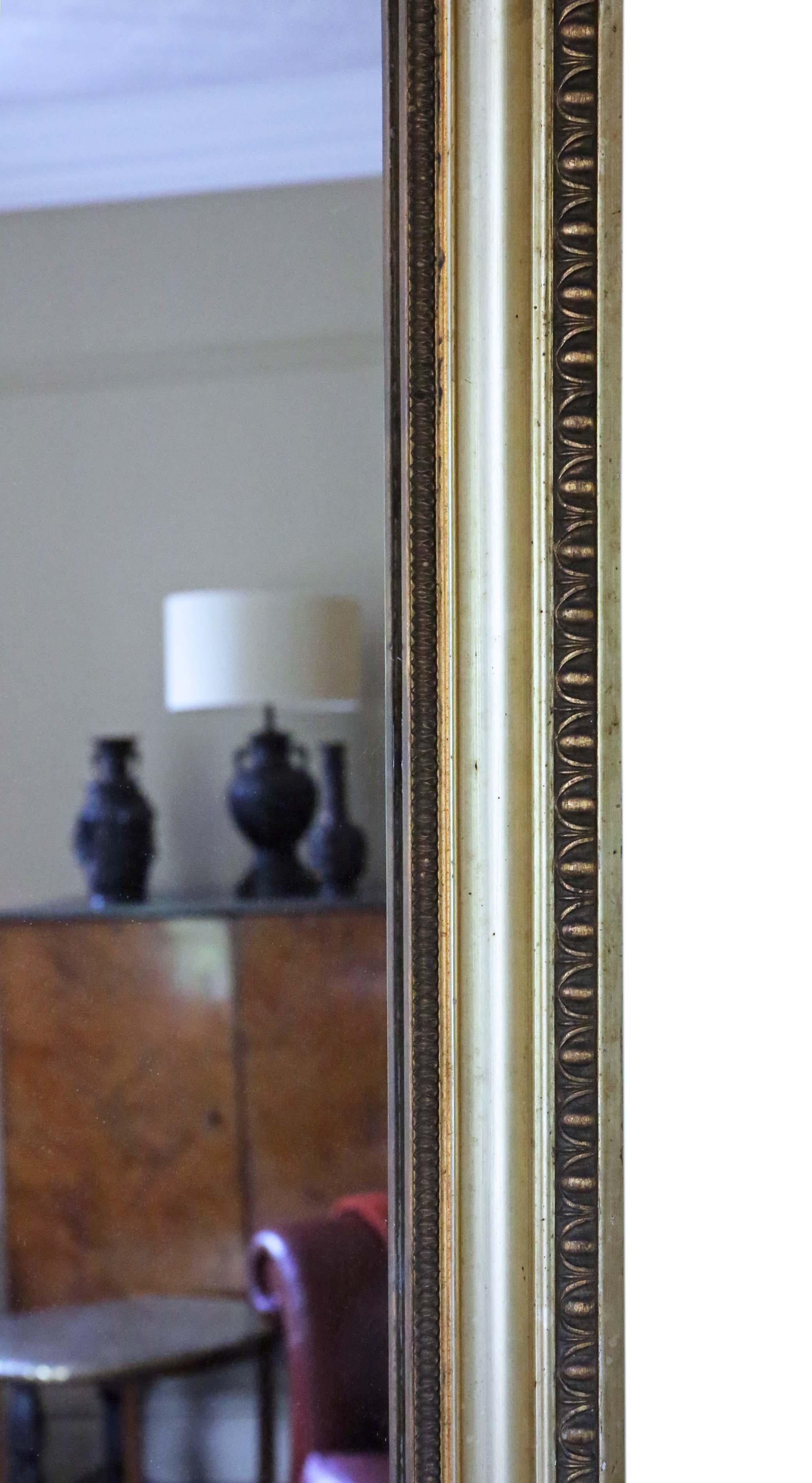 Glass Antique large fine quality gilt wall overmantle mirror 19th Century For Sale