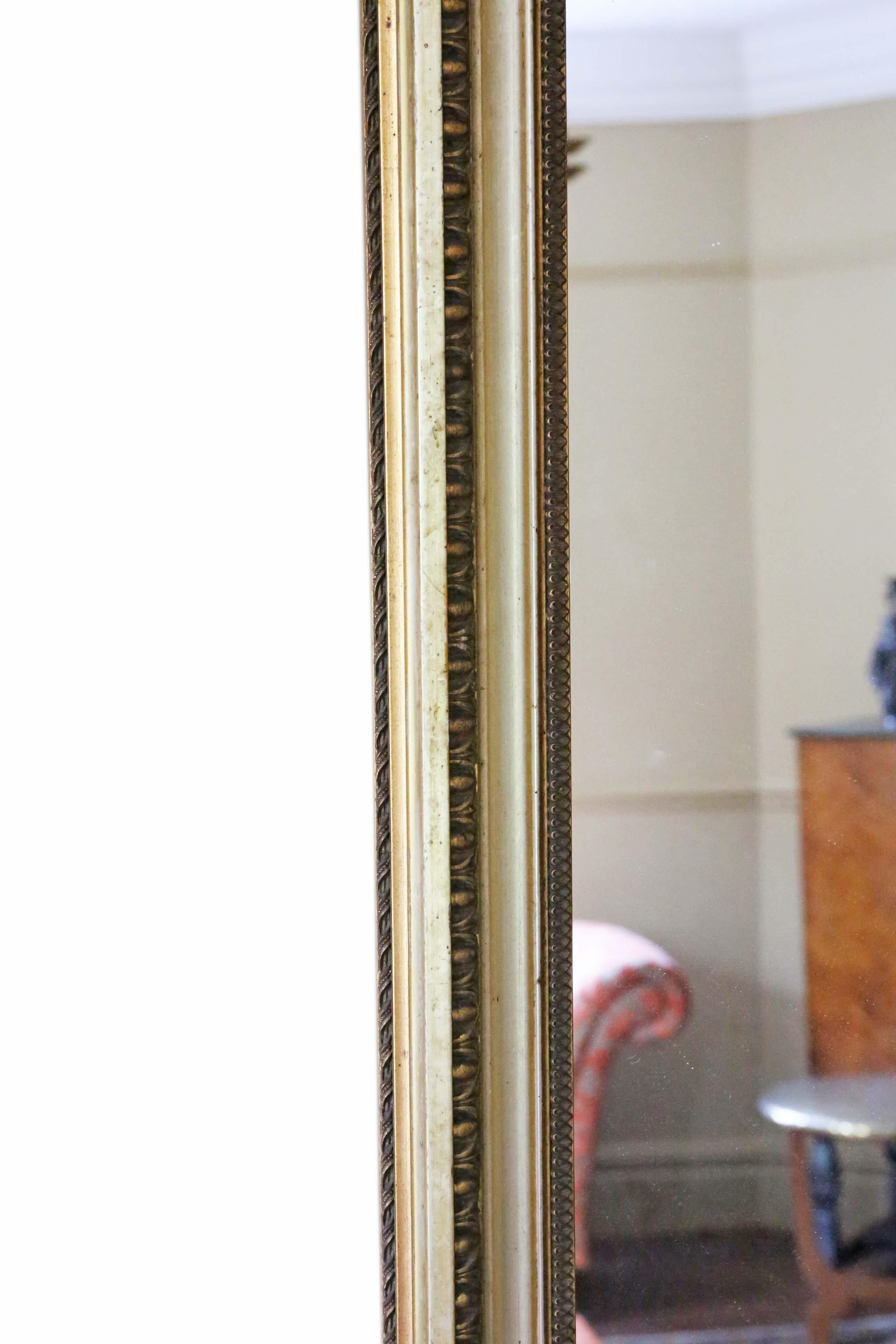 Antique large fine quality gilt wall overmantle mirror 19th Century For Sale 1