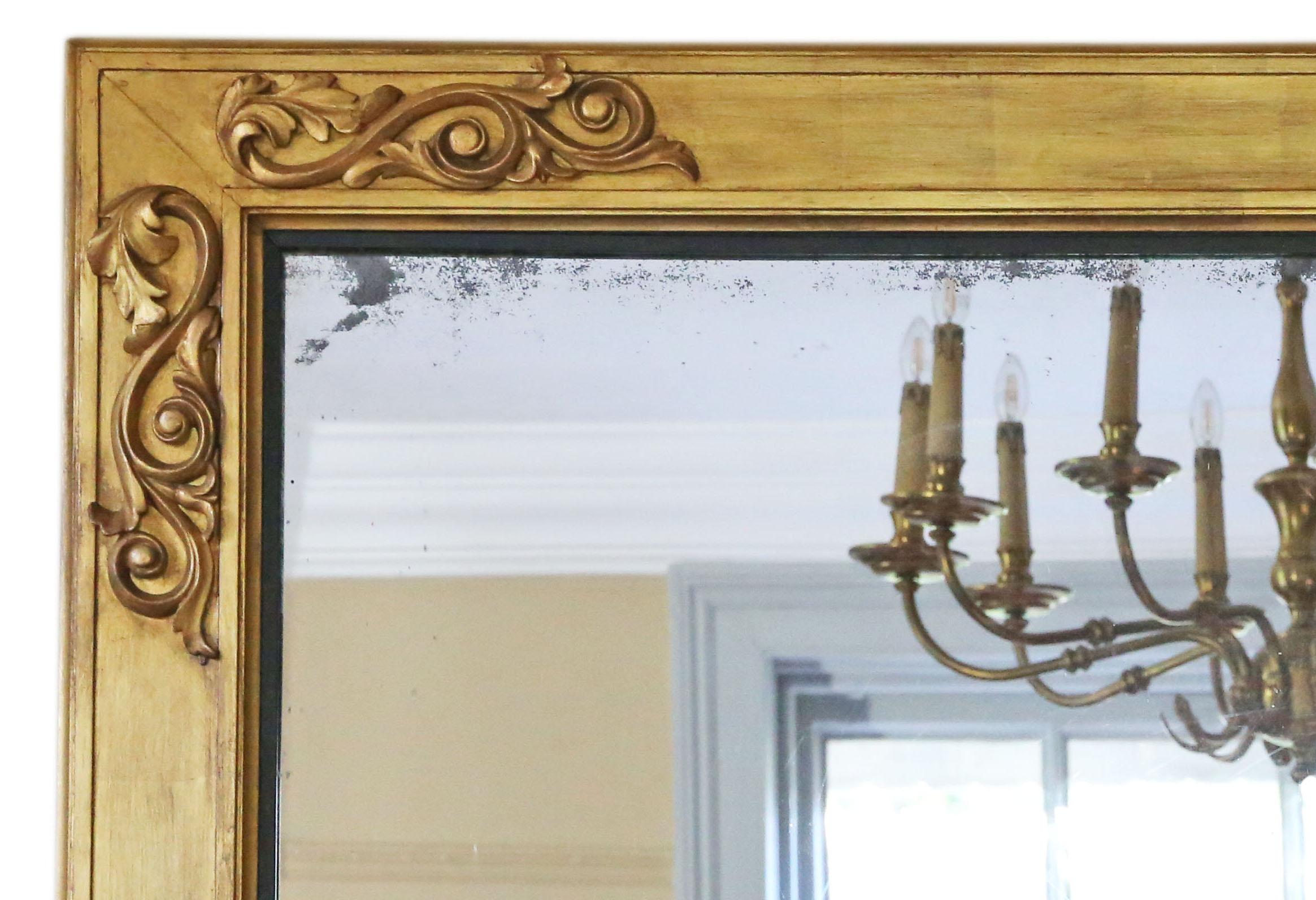 Antique Large Fine Quality Giltwood Overmantle Wall Mirror 19th Century In Good Condition For Sale In Wisbech, Cambridgeshire