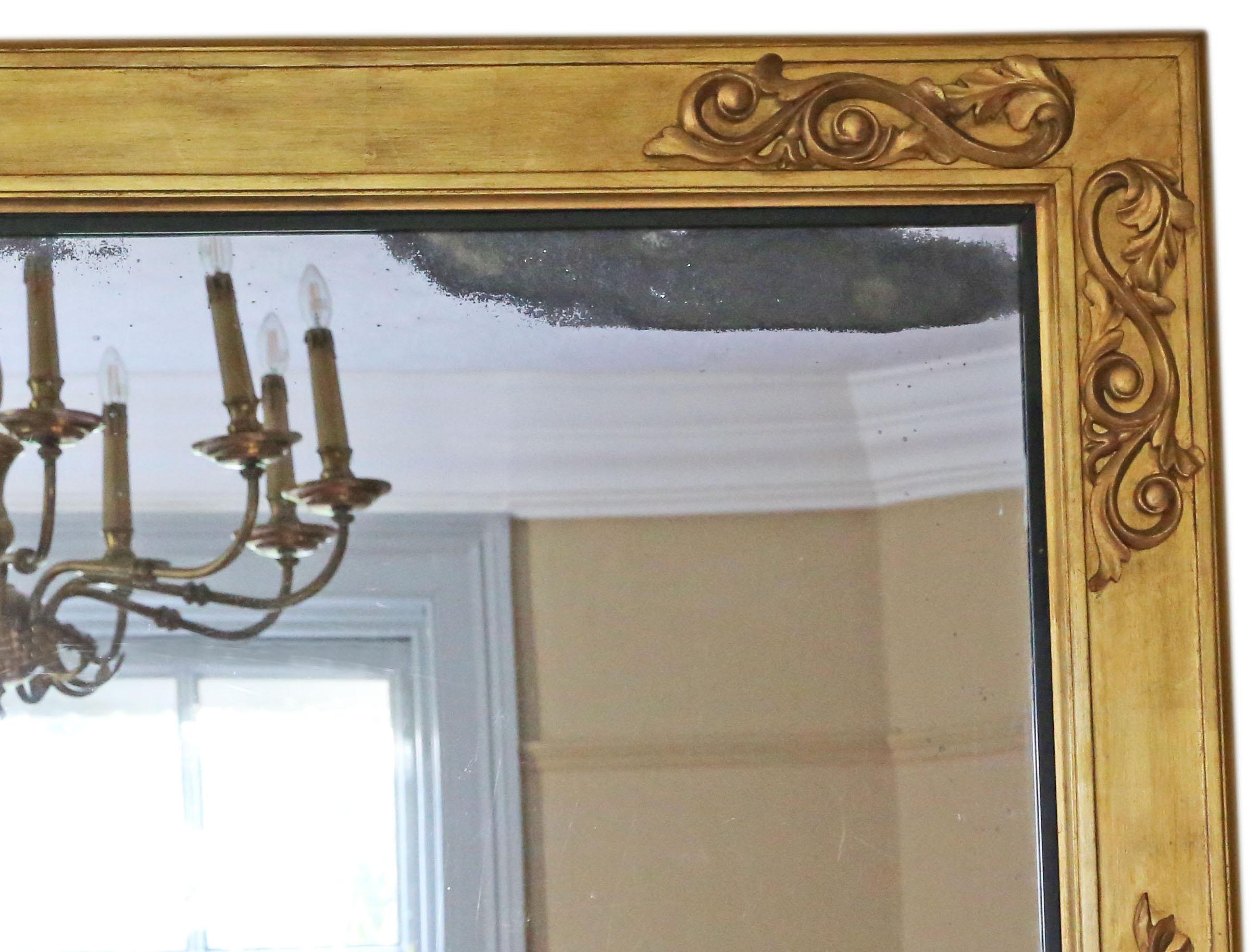 Glass Antique Large Fine Quality Giltwood Overmantle Wall Mirror 19th Century For Sale