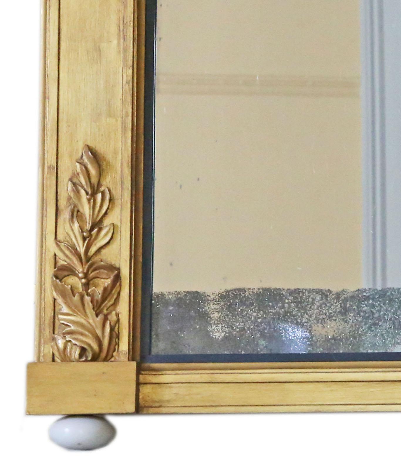 Antique Large Fine Quality Giltwood Overmantle Wall Mirror 19th Century For Sale 2
