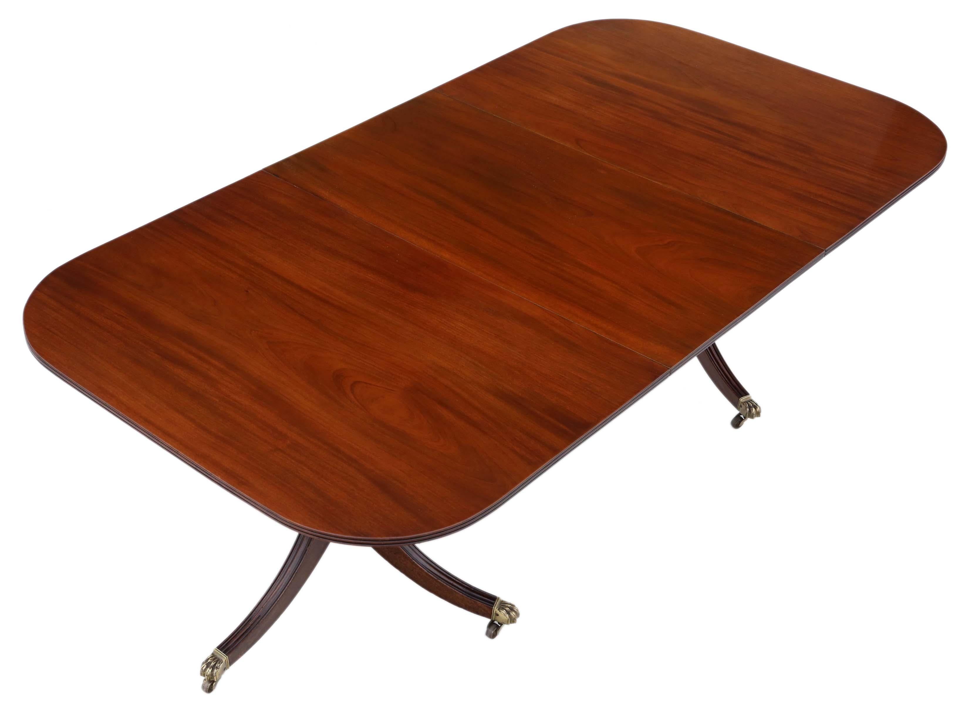 Regency Antique Large Fine Quality Mahogany Extending Twin Pedestal Dining Table, C1910