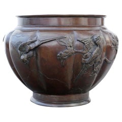 Antique large fine quality Oriental Japanese 19th Century bronze Jardinière bowl
