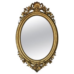Antique Large Fine Quality Oval Gilt Overmantle Wall Mirror, 19th Century