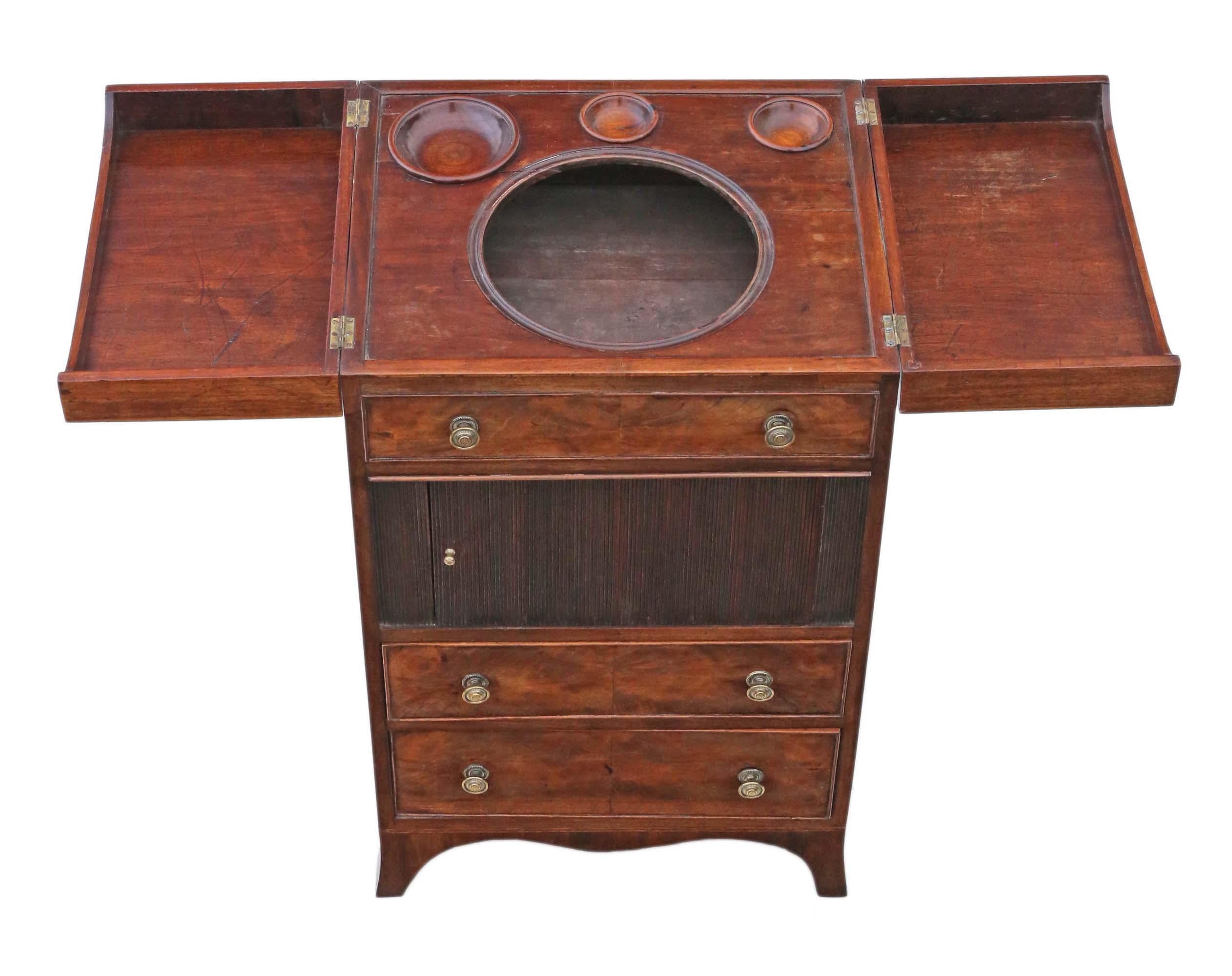 Early 19th Century Antique Large Flame Mahogany Washstand Bedside Table, C1800, Georgian