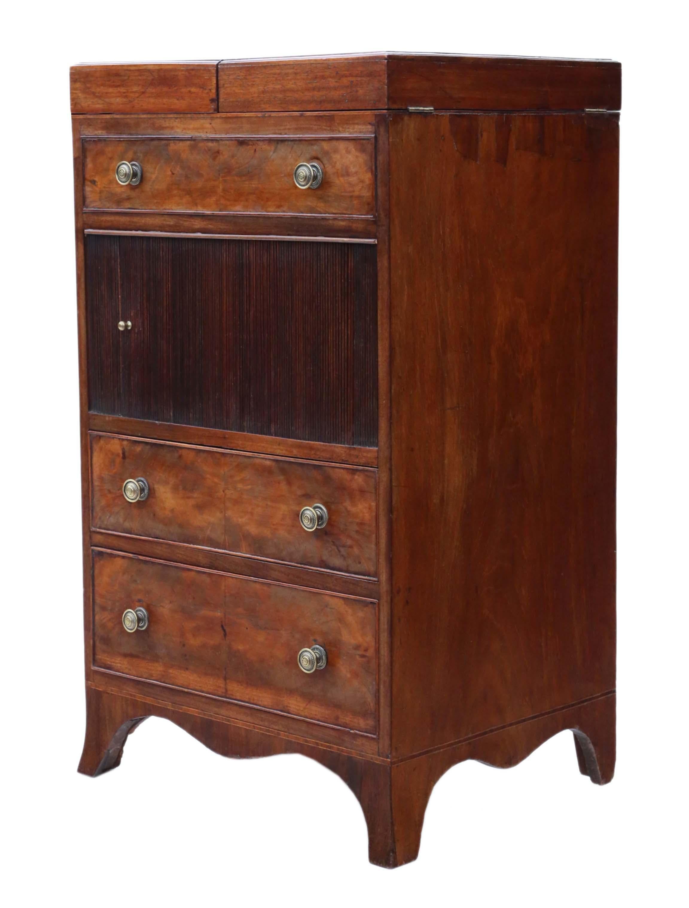 Antique Large Flame Mahogany Washstand Bedside Table, C1800, Georgian 2