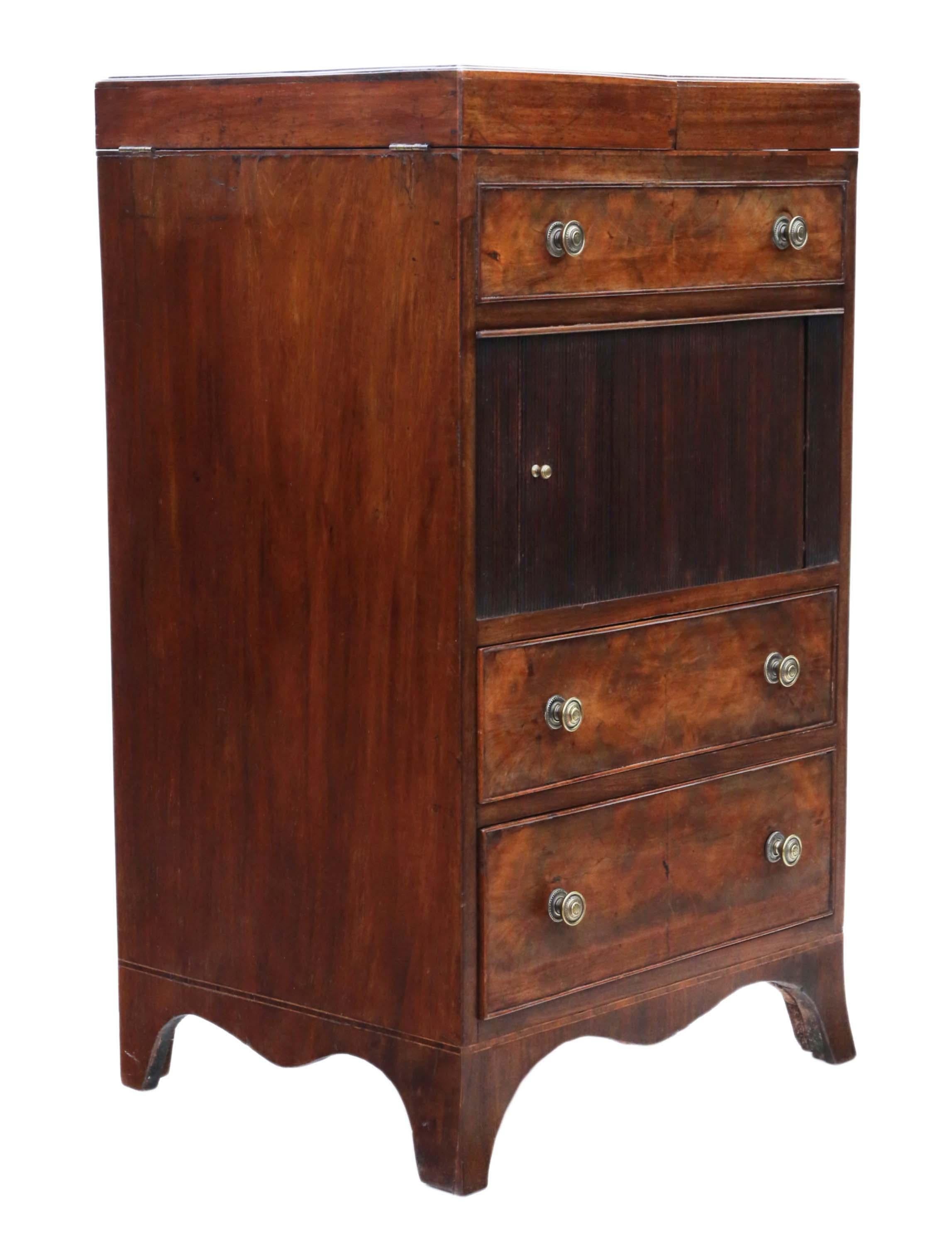 Antique Large Flame Mahogany Washstand Bedside Table, C1800, Georgian 3