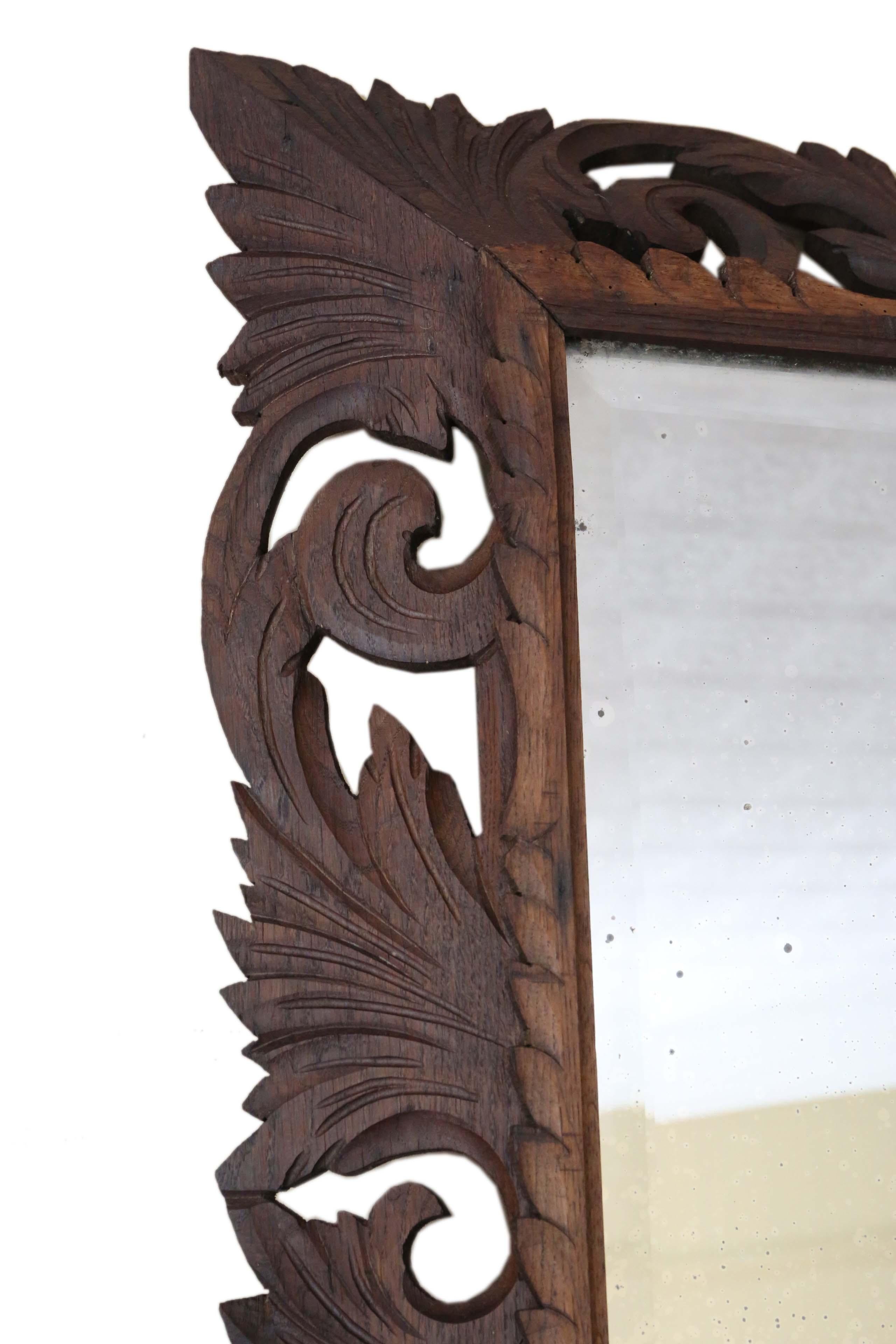 Antique Large Florentine Carved Padauk Wall Mirror Overmantle In Good Condition For Sale In Wisbech, Cambridgeshire