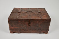 Antique Large Footed Wood Keepsake Box