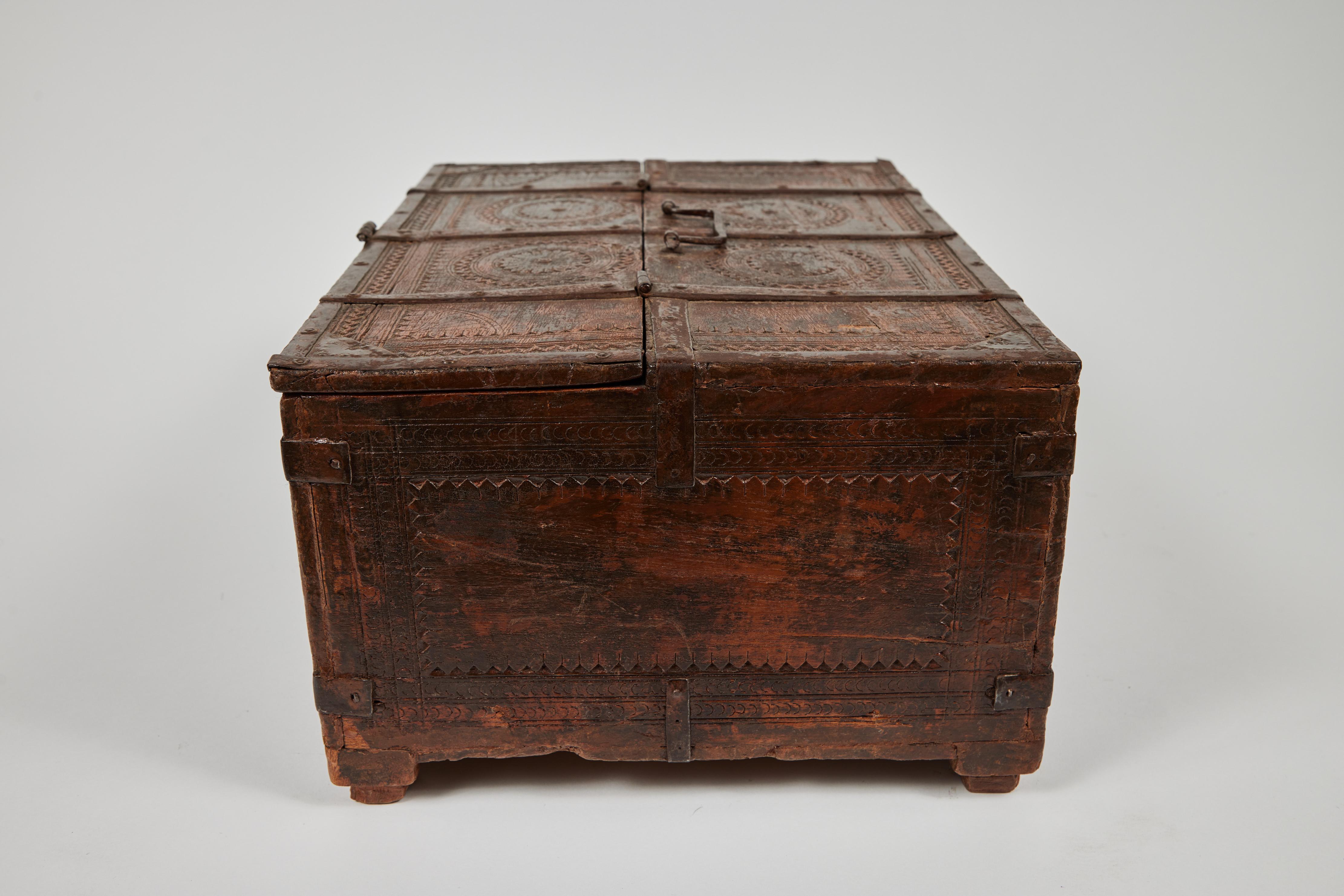20th Century Antique Large Footed Wood Keepsake Box