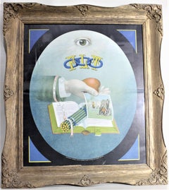 Antique Large Framed Masonic or Oddfellows Decorative Lodge Print