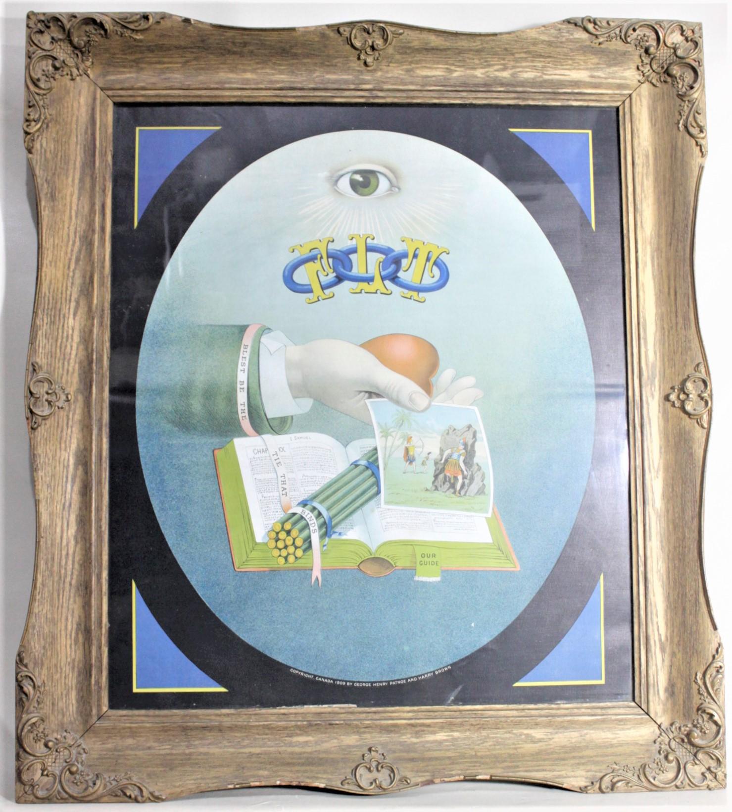 Nord-américain Grand cadre ancien, imprimé de Lodge Masonic ou Oddfellows décoratif en vente