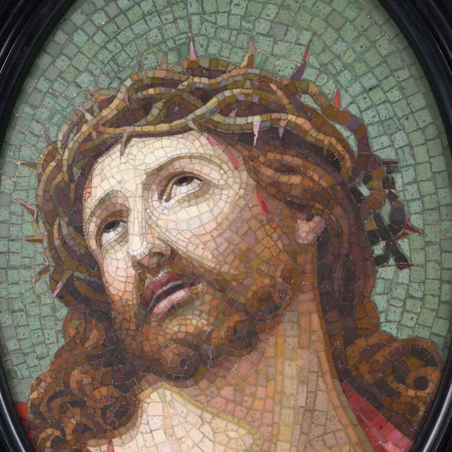 Barocco Antique Large Framed Pietra Dura of Jesus in vendita