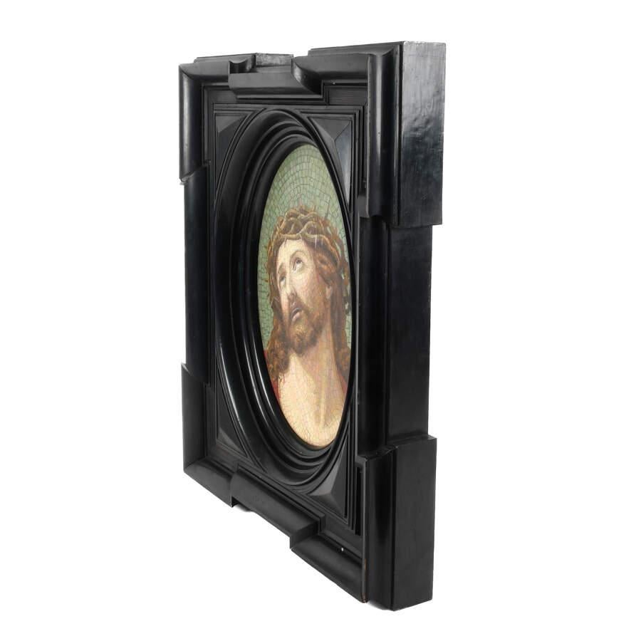 Sconosciuto Antique Large Framed Pietra Dura of Jesus in vendita