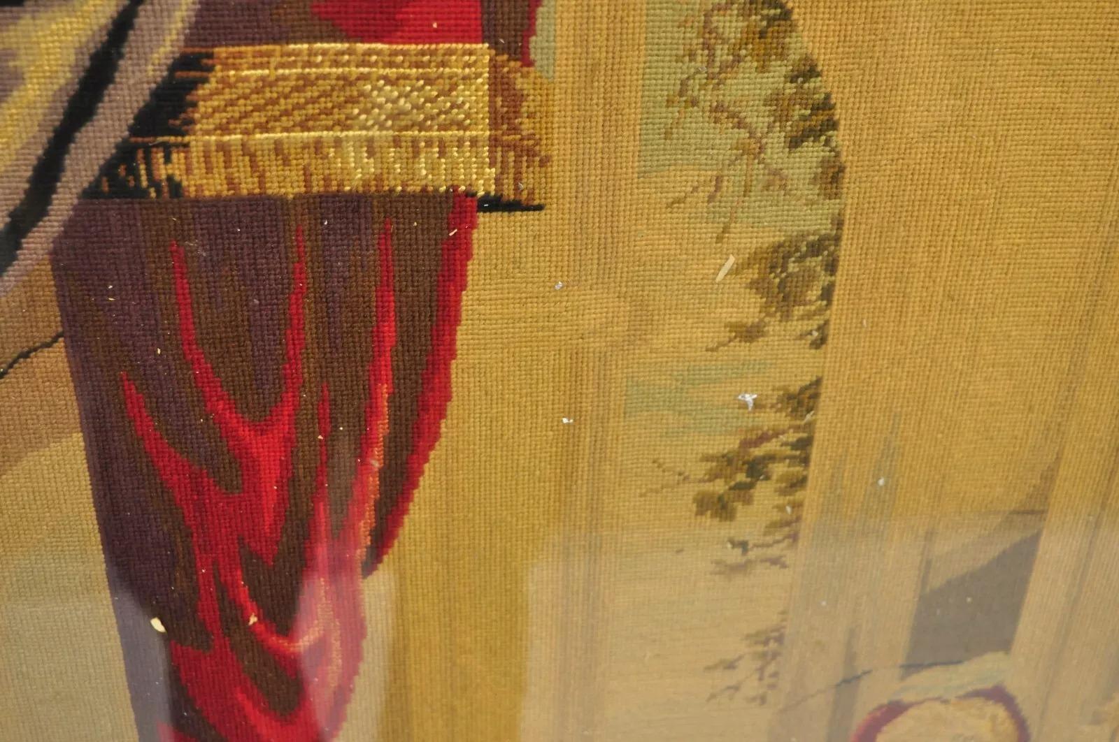 Antique tapisserie encadrée « Catherine d'Aragon et Cardinal Wolsey » en vente 12