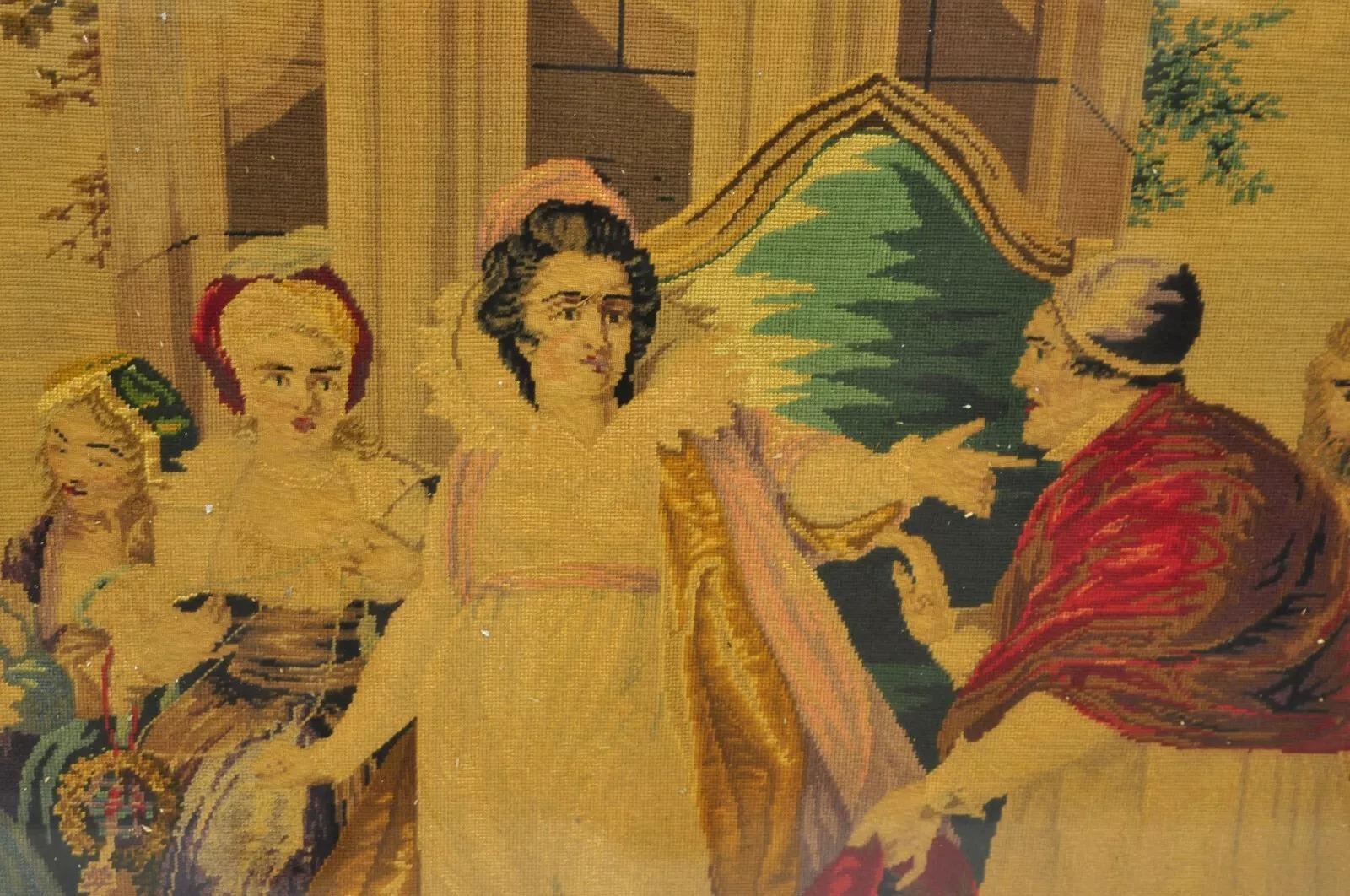 Antique tapisserie encadrée « Catherine d'Aragon et Cardinal Wolsey » Bon état - En vente à Philadelphia, PA
