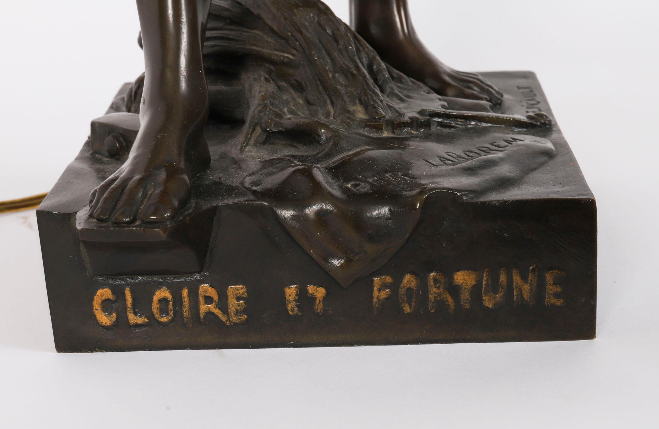 Antique French Large Bronze Lamp of 'Gloire Et Fortune' XIX secolo in vendita 9