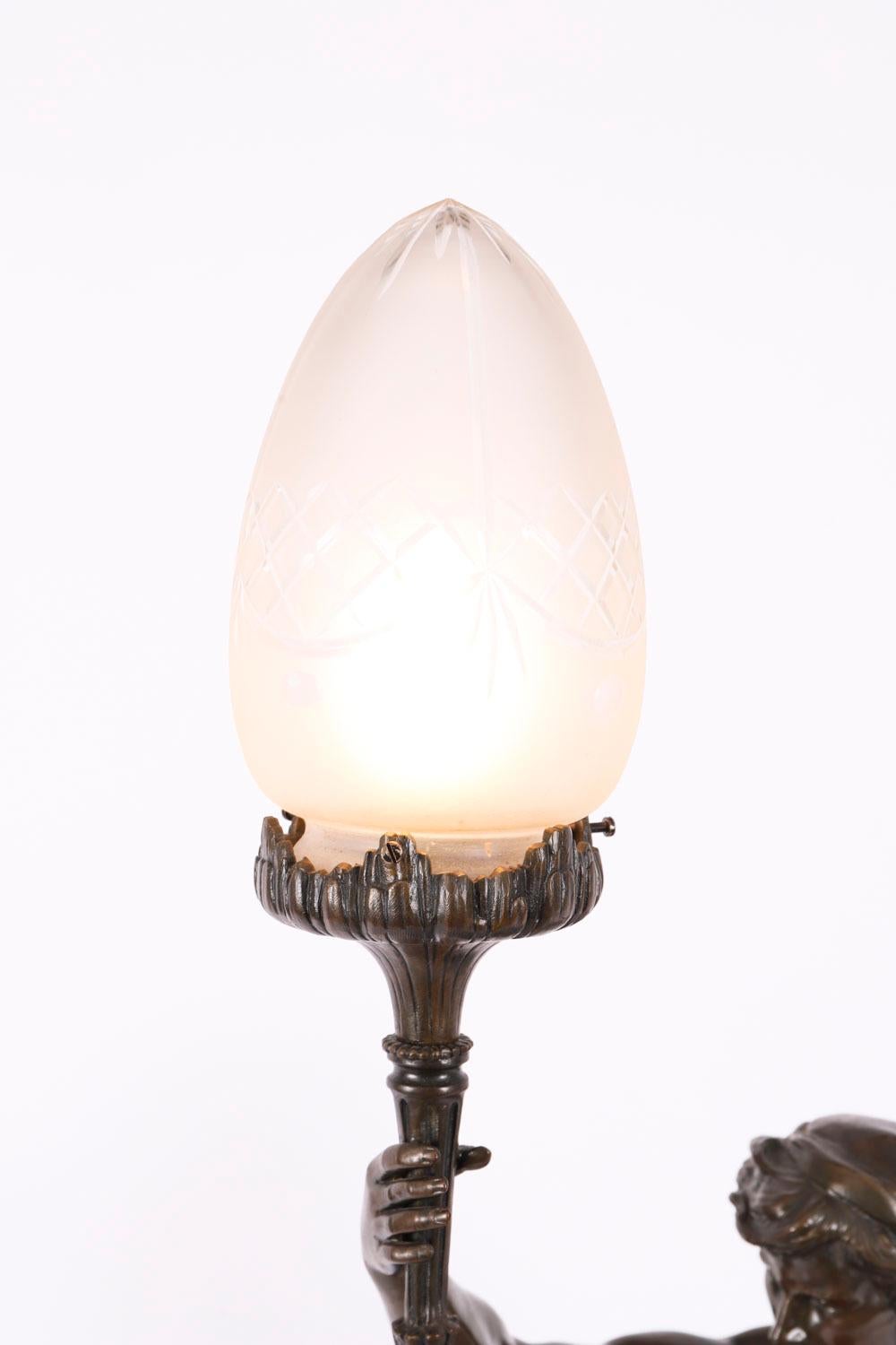 Antique French Large Bronze Lamp of 'Gloire Et Fortune' XIX secolo In condizioni buone in vendita a London, GB