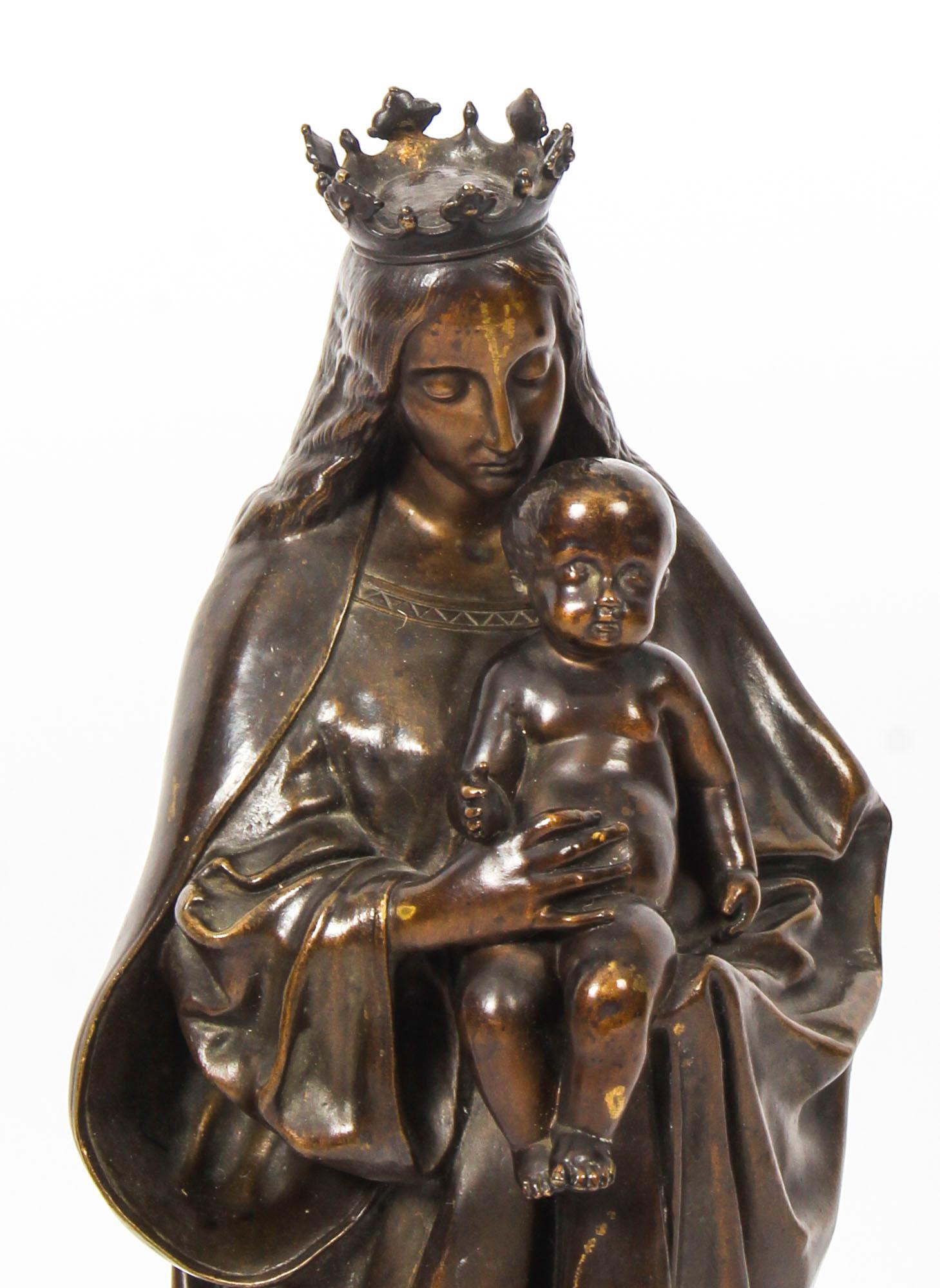 Antique French Bronze of Sainte Maria by De Beaumont, 19th Century 1