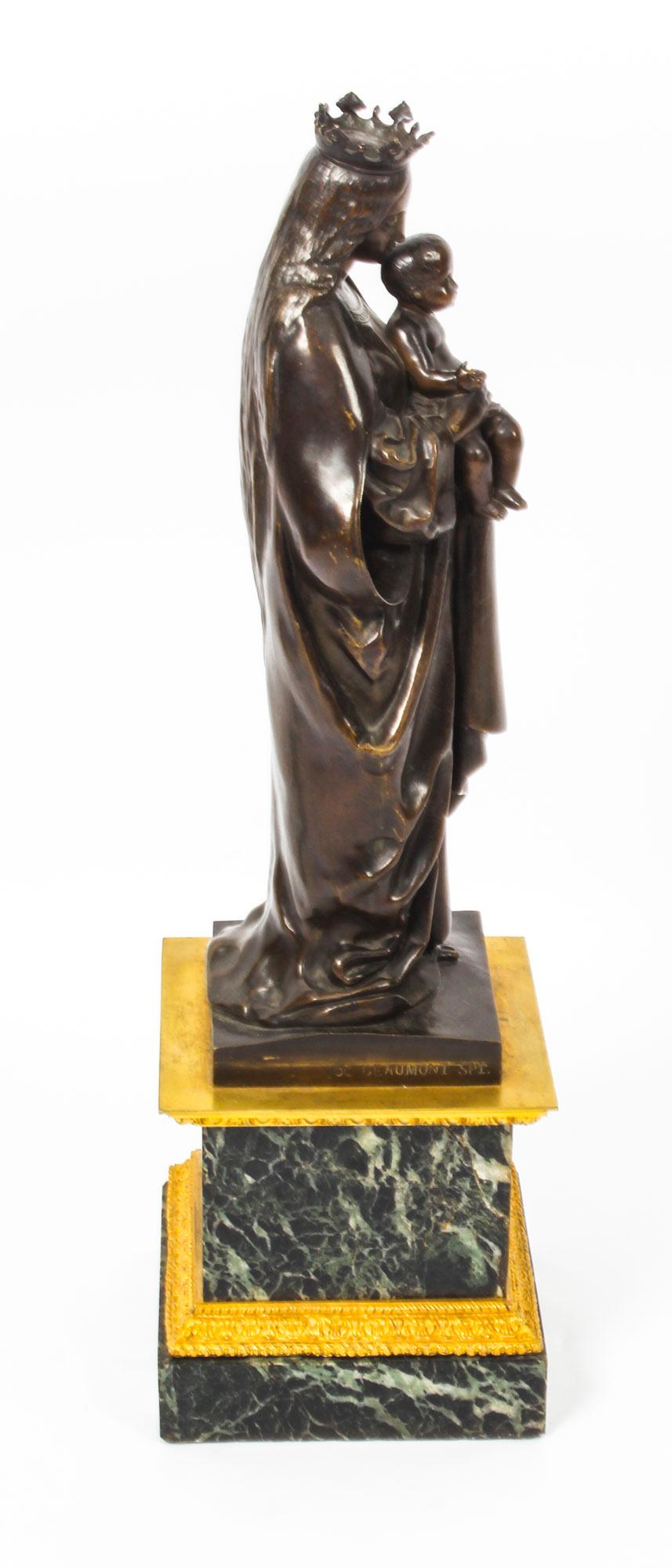 Antique French Bronze of Sainte Maria by De Beaumont, 19th Century 2