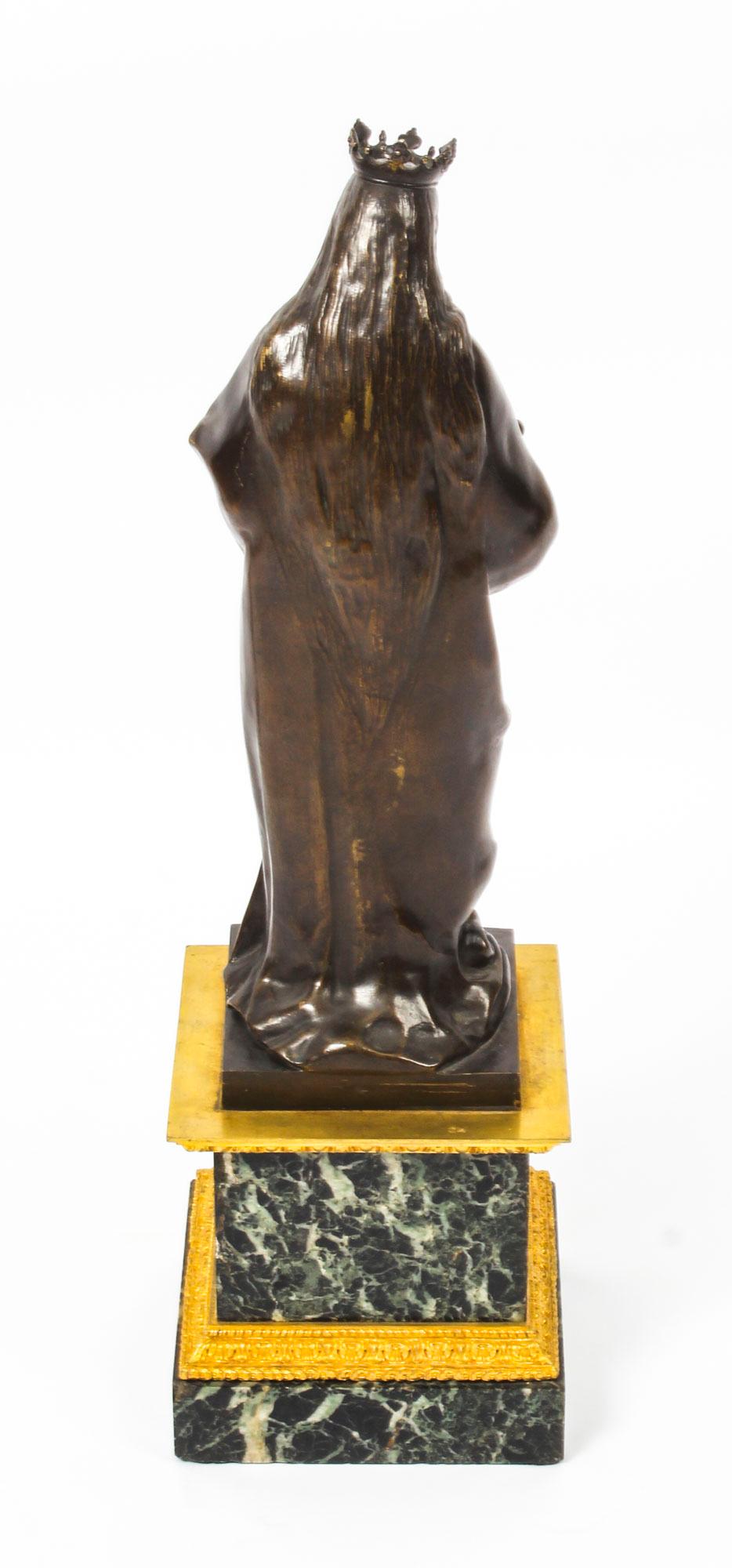 Antique French Bronze of Sainte Maria by De Beaumont, 19th Century 3
