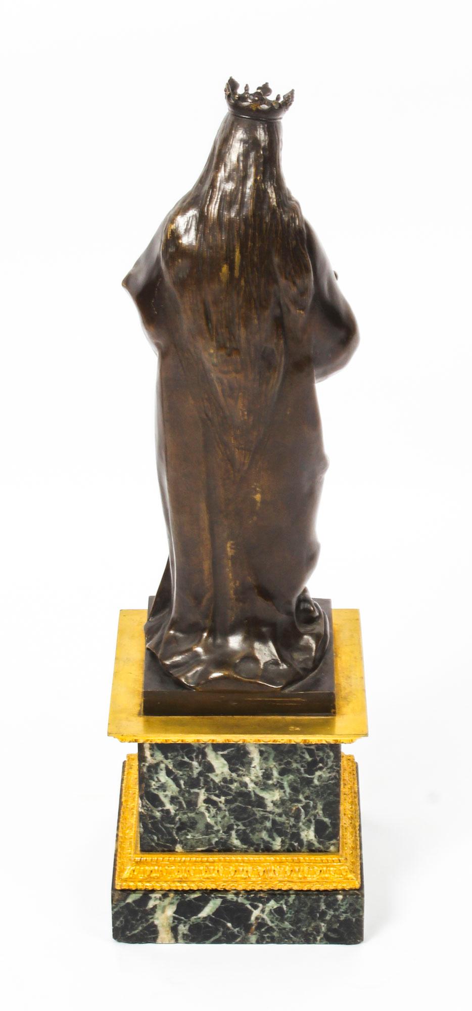 Bronze français ancien de Sainte Maria par De Beaumont, 19ème siècle 3