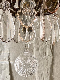 Antique Large French Gilded Bronze Cage Chandelier Baccara Lighting and Candles
