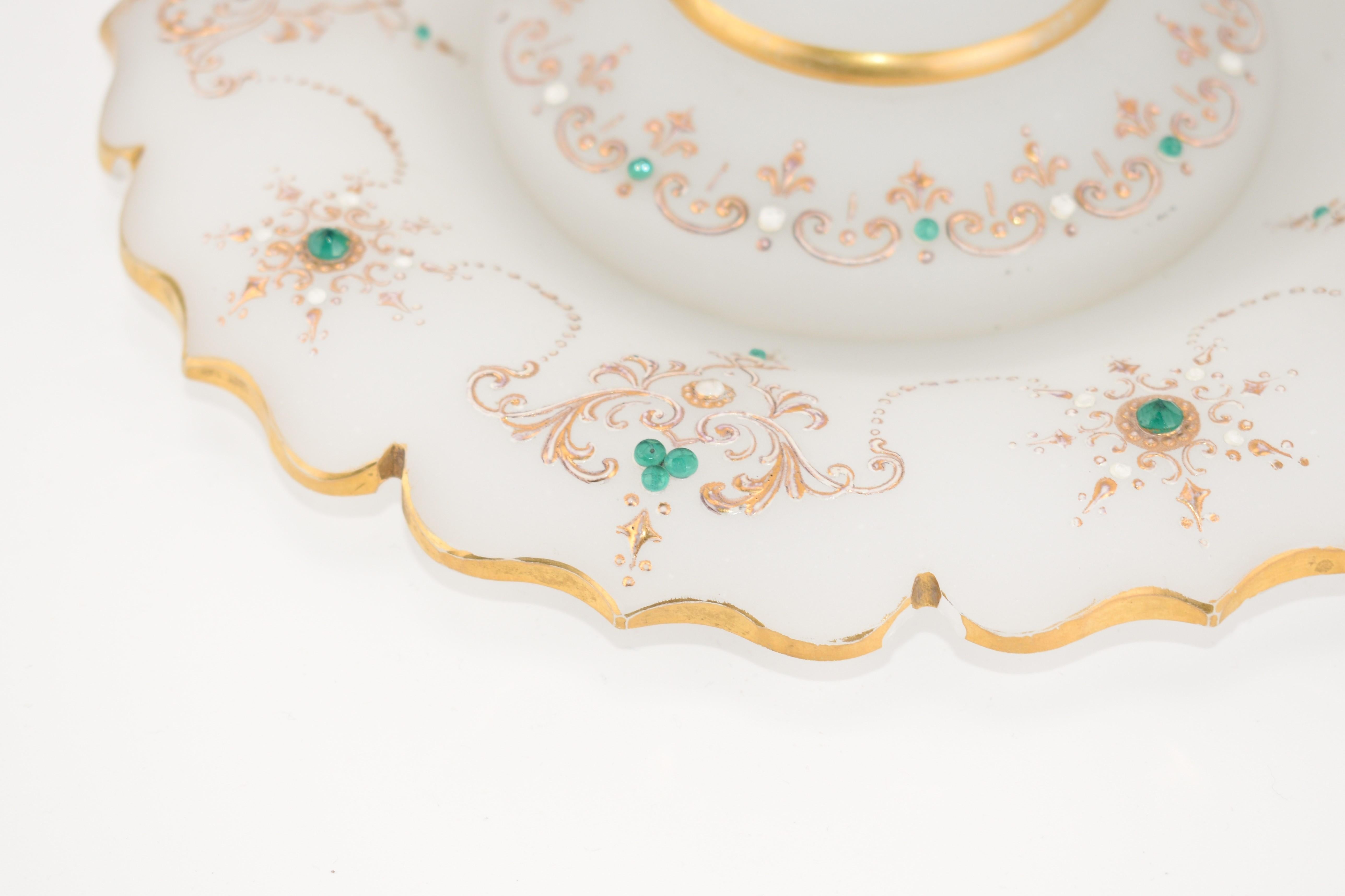 Antique French Opaline Milk Bowl, grande centrotavola in vetro dorato, XIX secolo in vendita 3