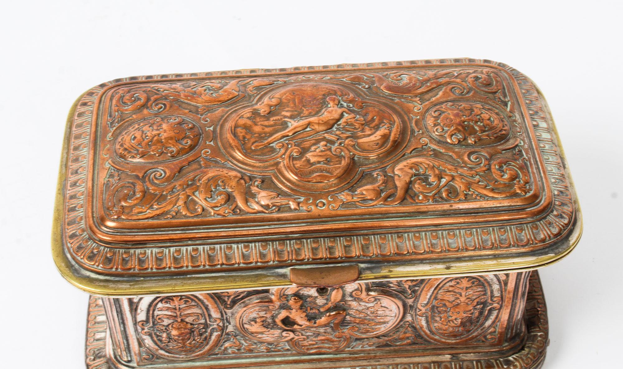 Antique French Gilt and Copper Casket 19th Century 6