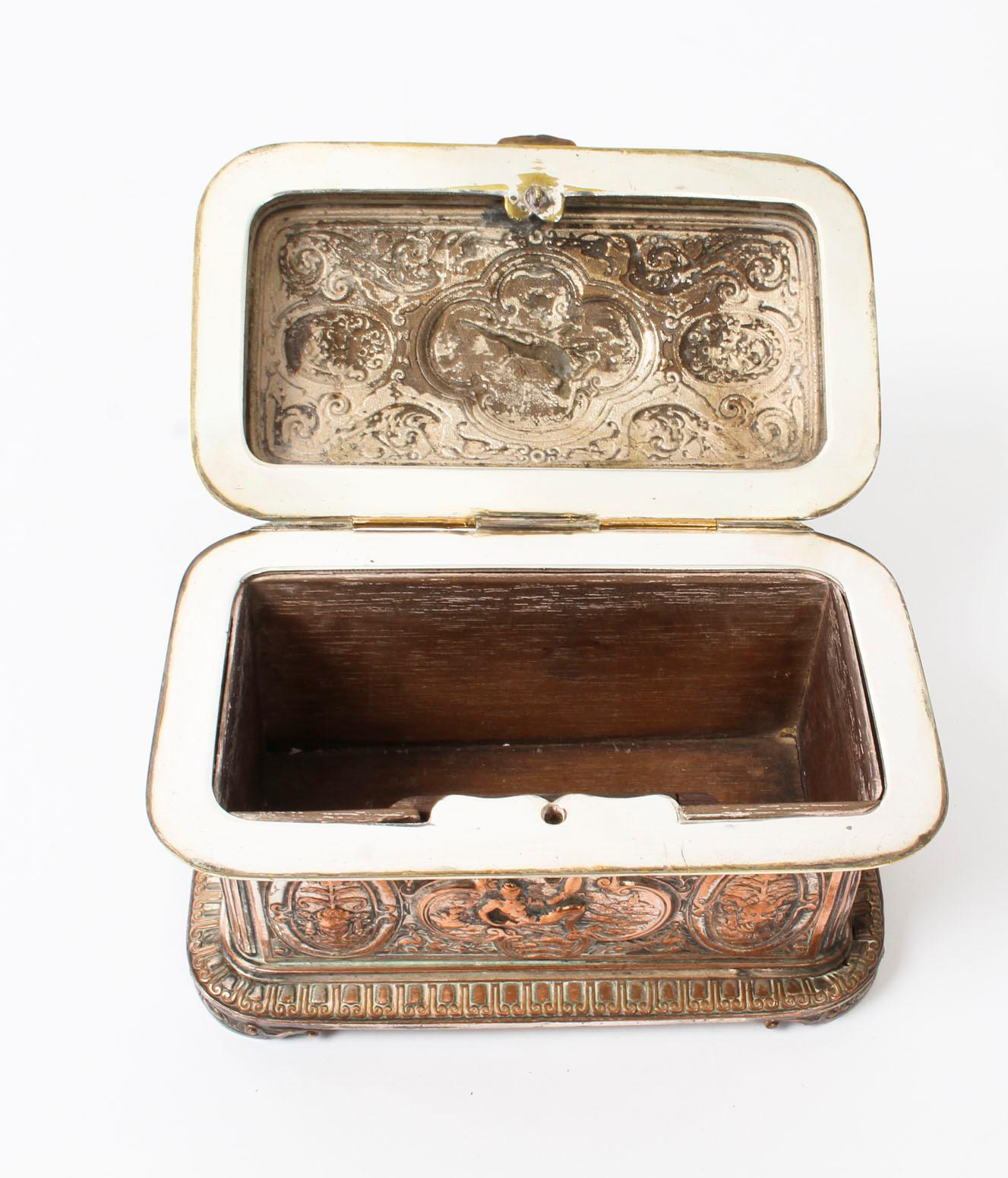 Antique French Gilt and Copper Casket 19th Century 8