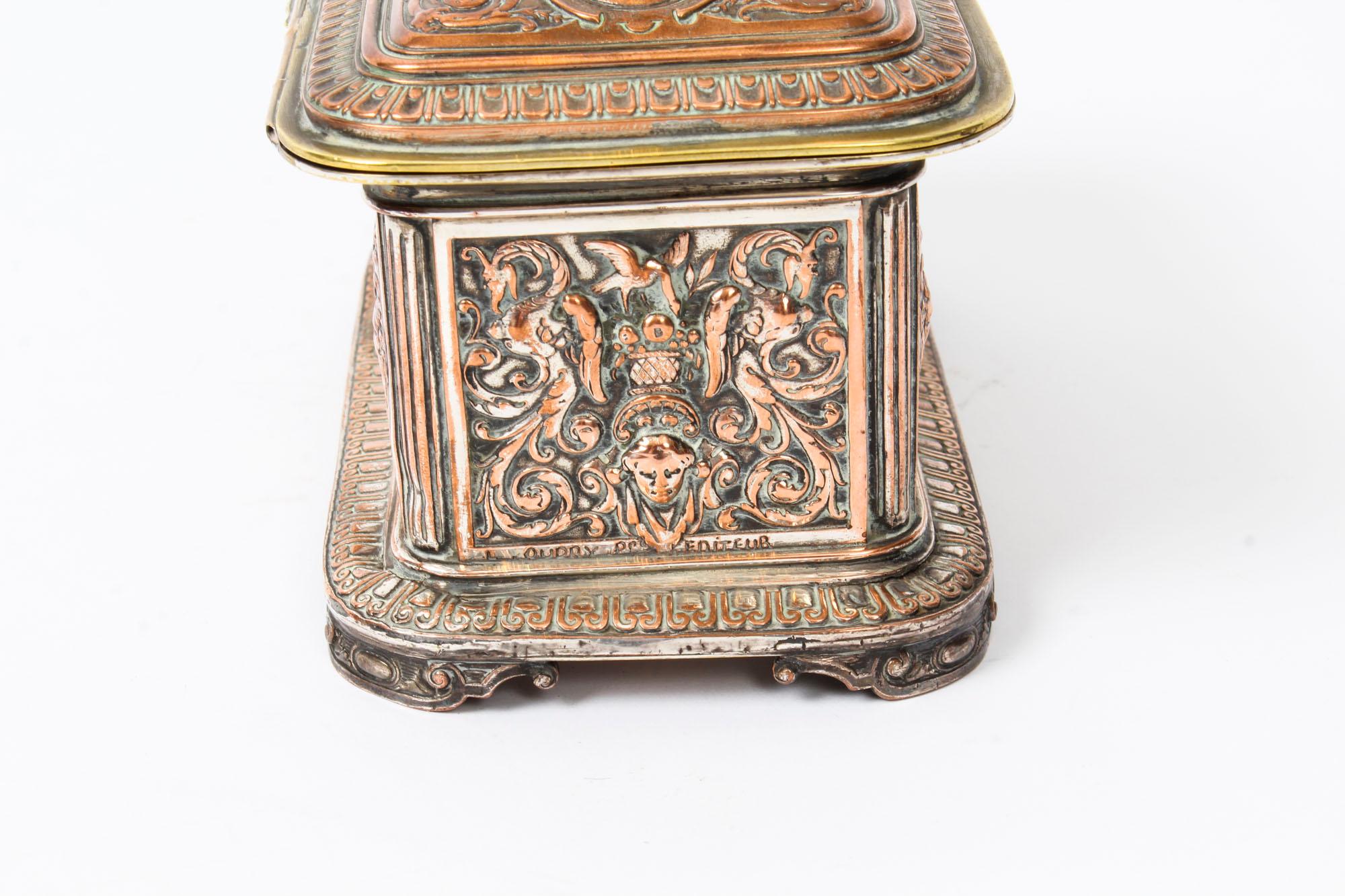 Antique French Gilt and Copper Casket 19th Century 1