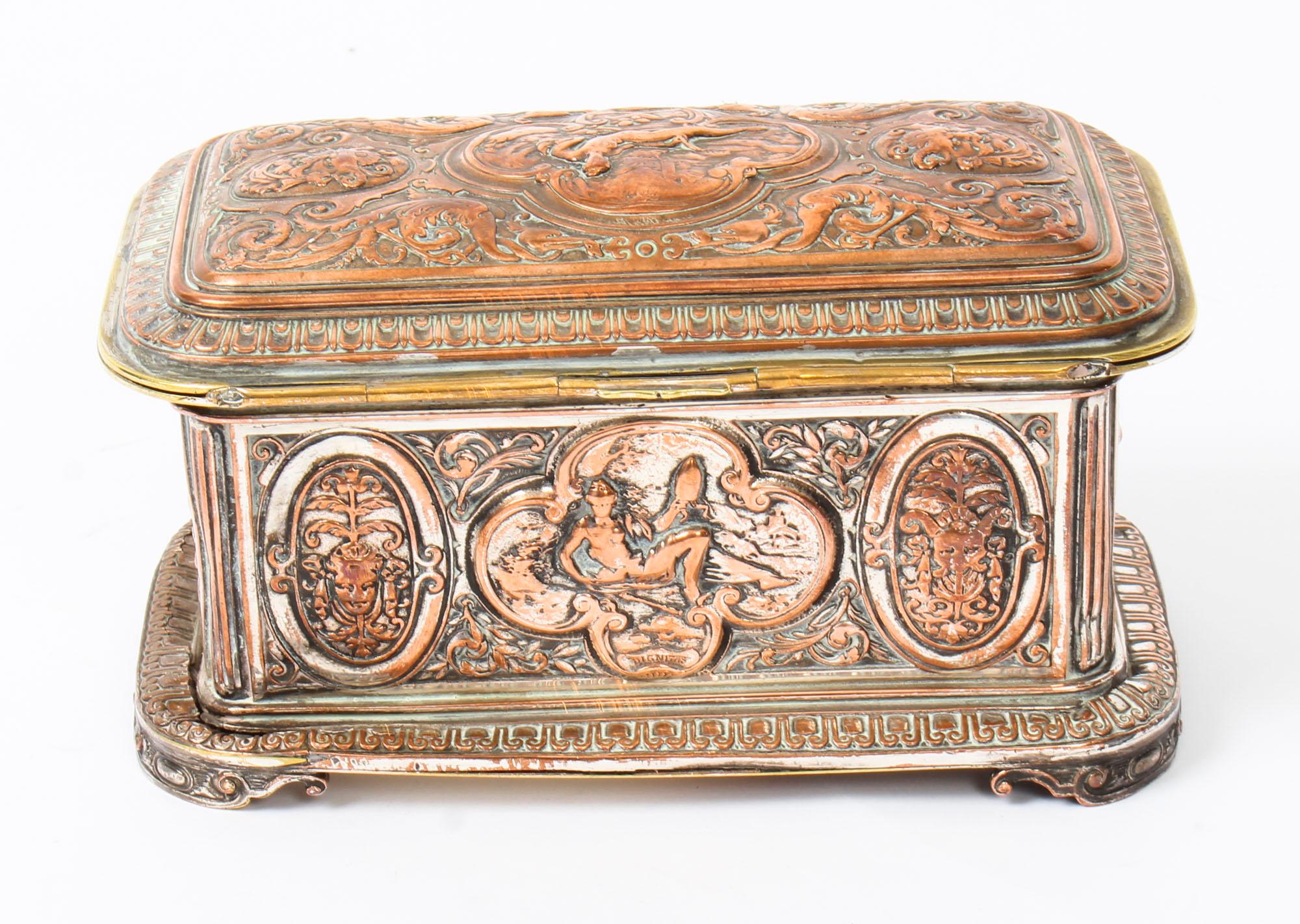 Antique French Gilt and Copper Casket 19th Century 2