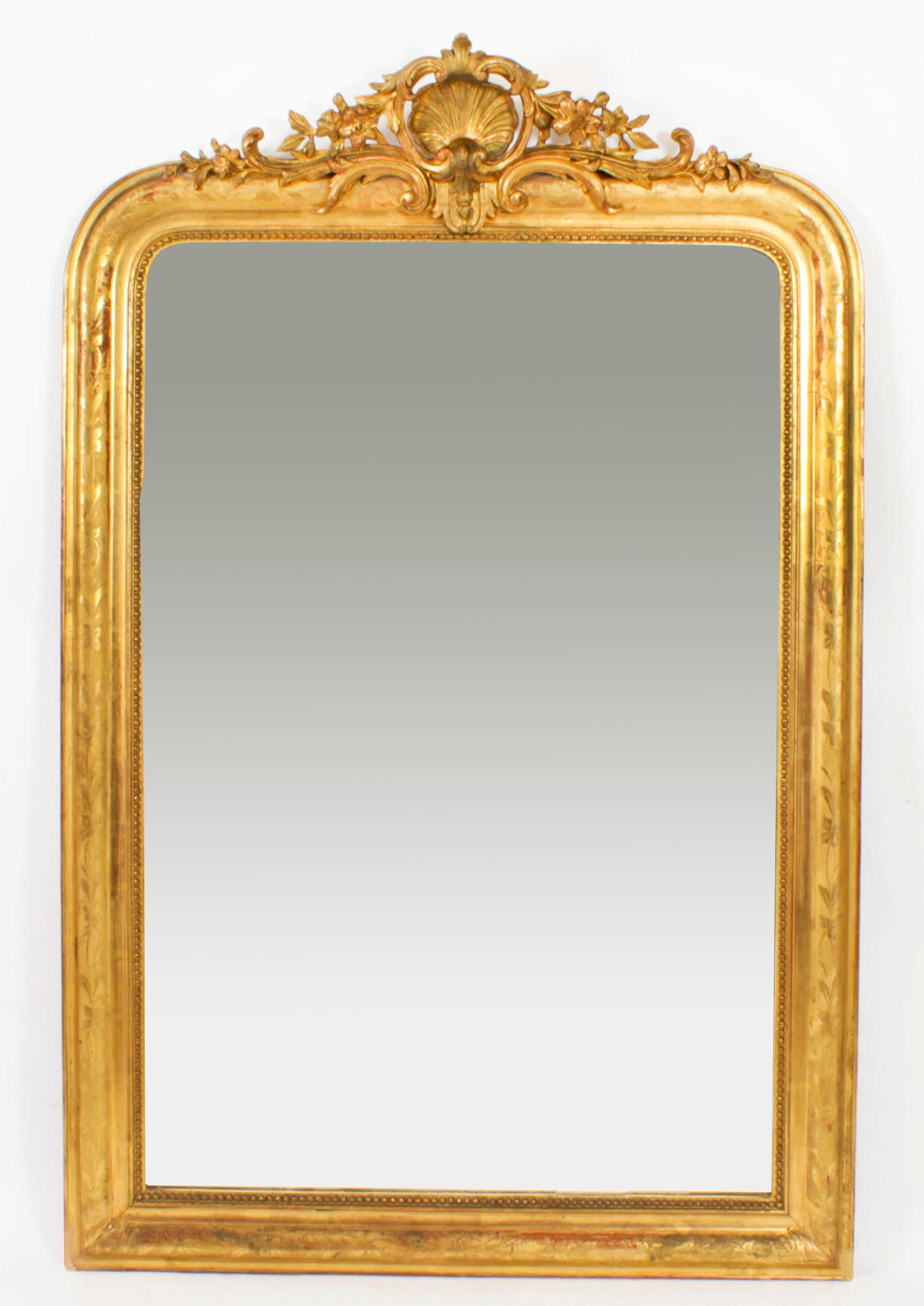 Antique Large French Giltwood Wall Mirror, 19th Century 5