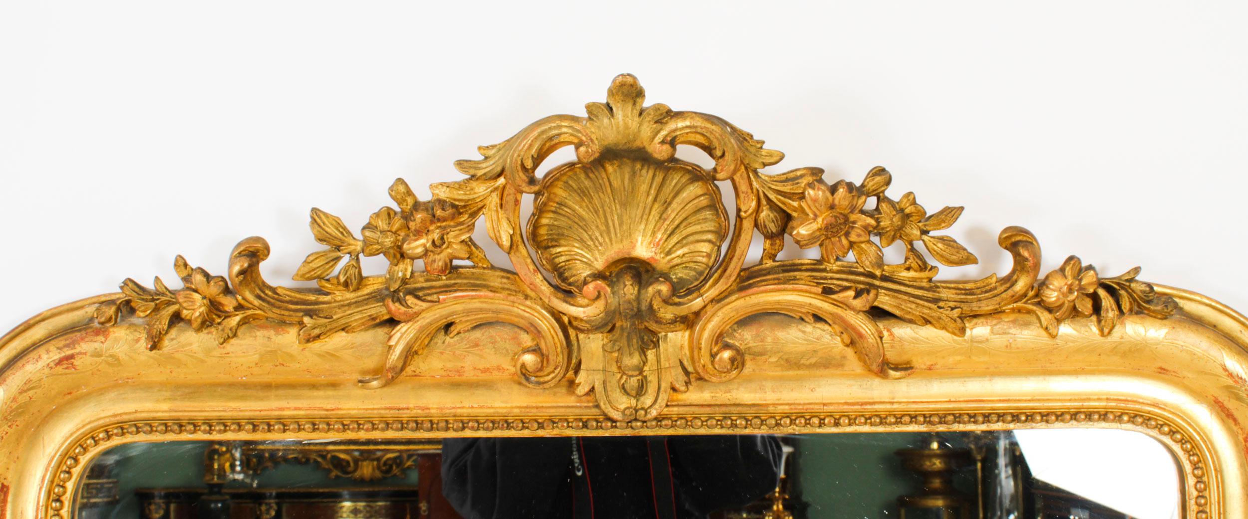 Antique Large French Giltwood Wall Mirror, 19th Century In Good Condition In London, GB