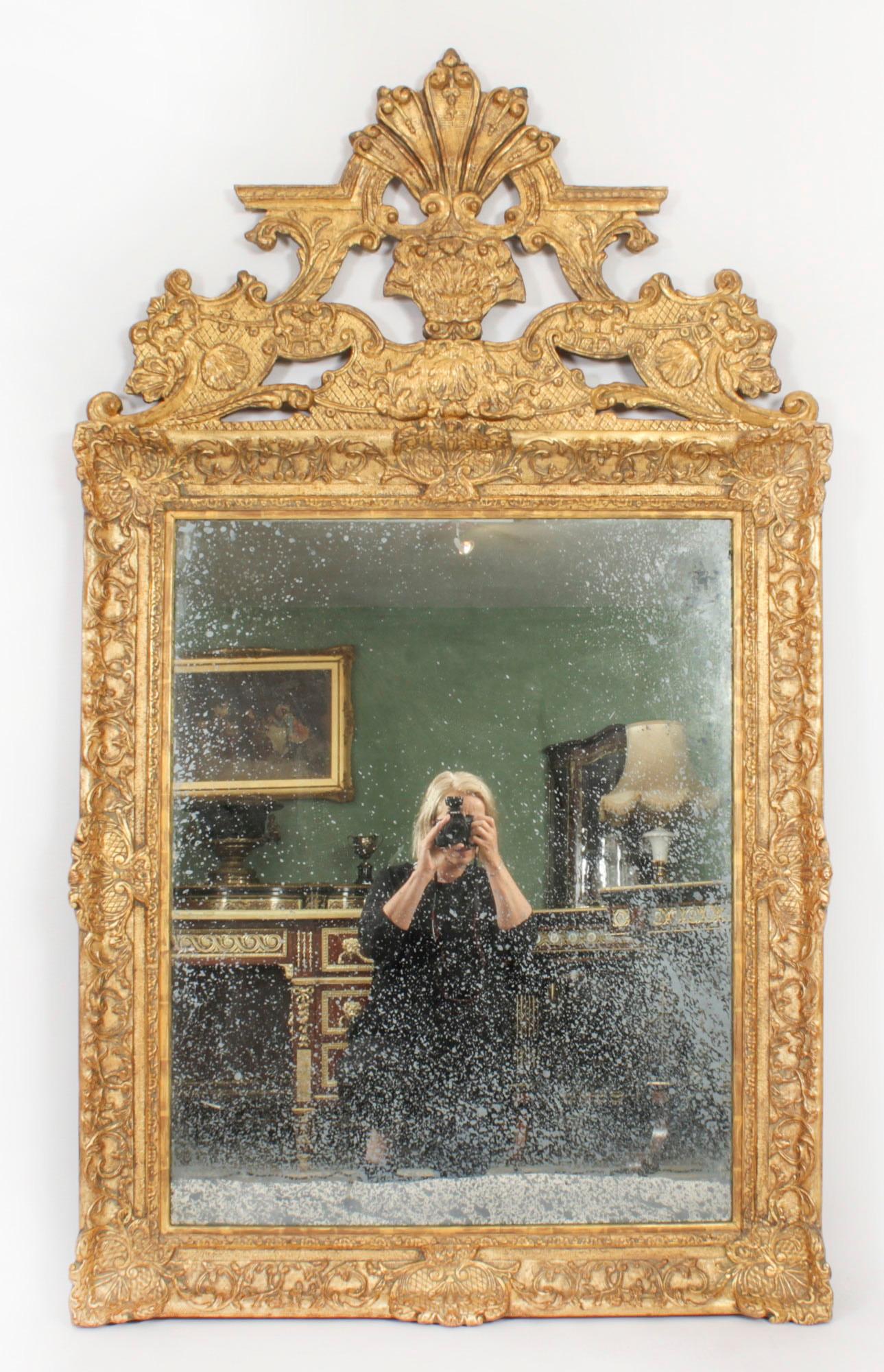 Antique Large French Giltwood Wall Mirror 18th Century - 171x101cm For Sale 8