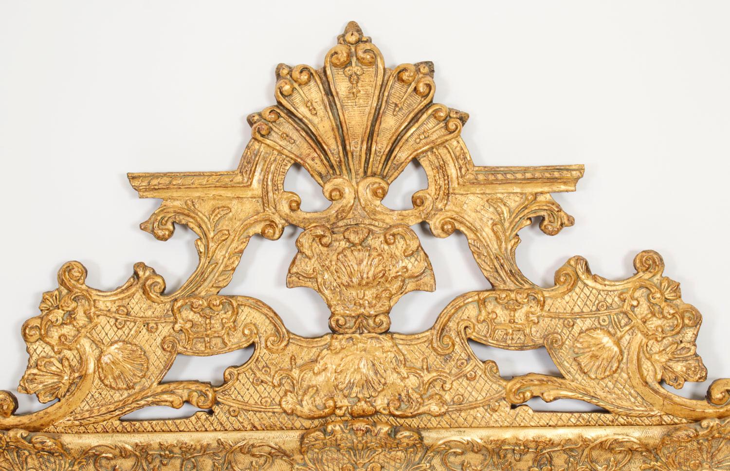 Louis XIV Antique Large French Giltwood Wall Mirror 18th Century - 171x101cm For Sale