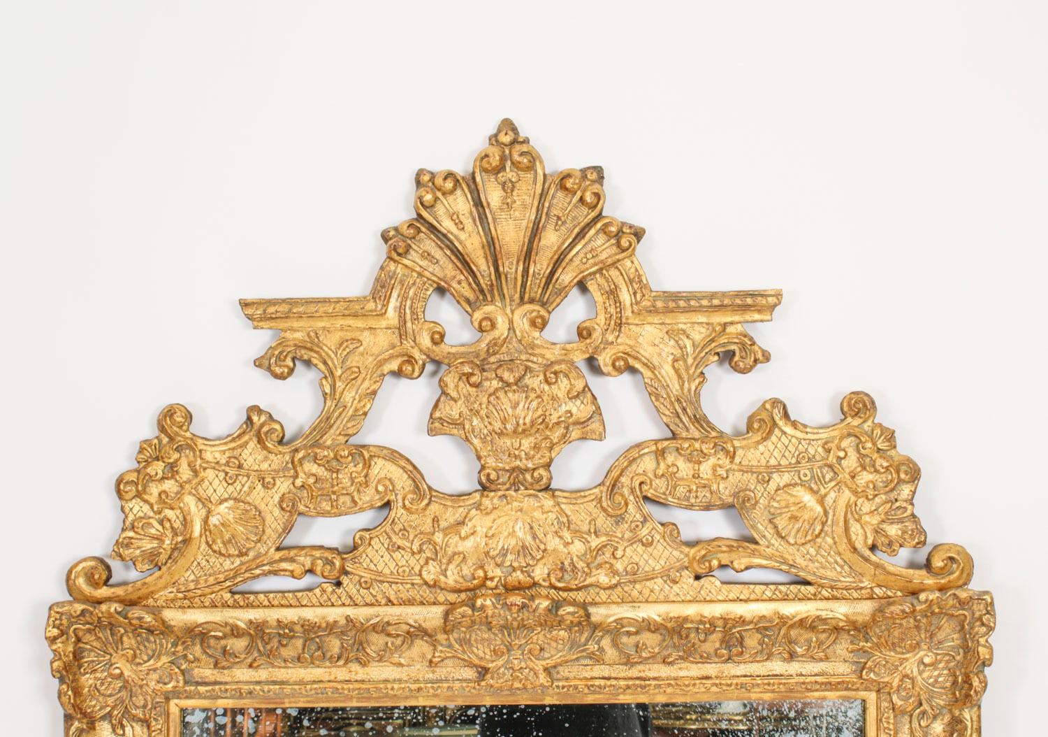 Antique Large French Giltwood Wall Mirror 18th Century - 171x101cm In Good Condition For Sale In London, GB