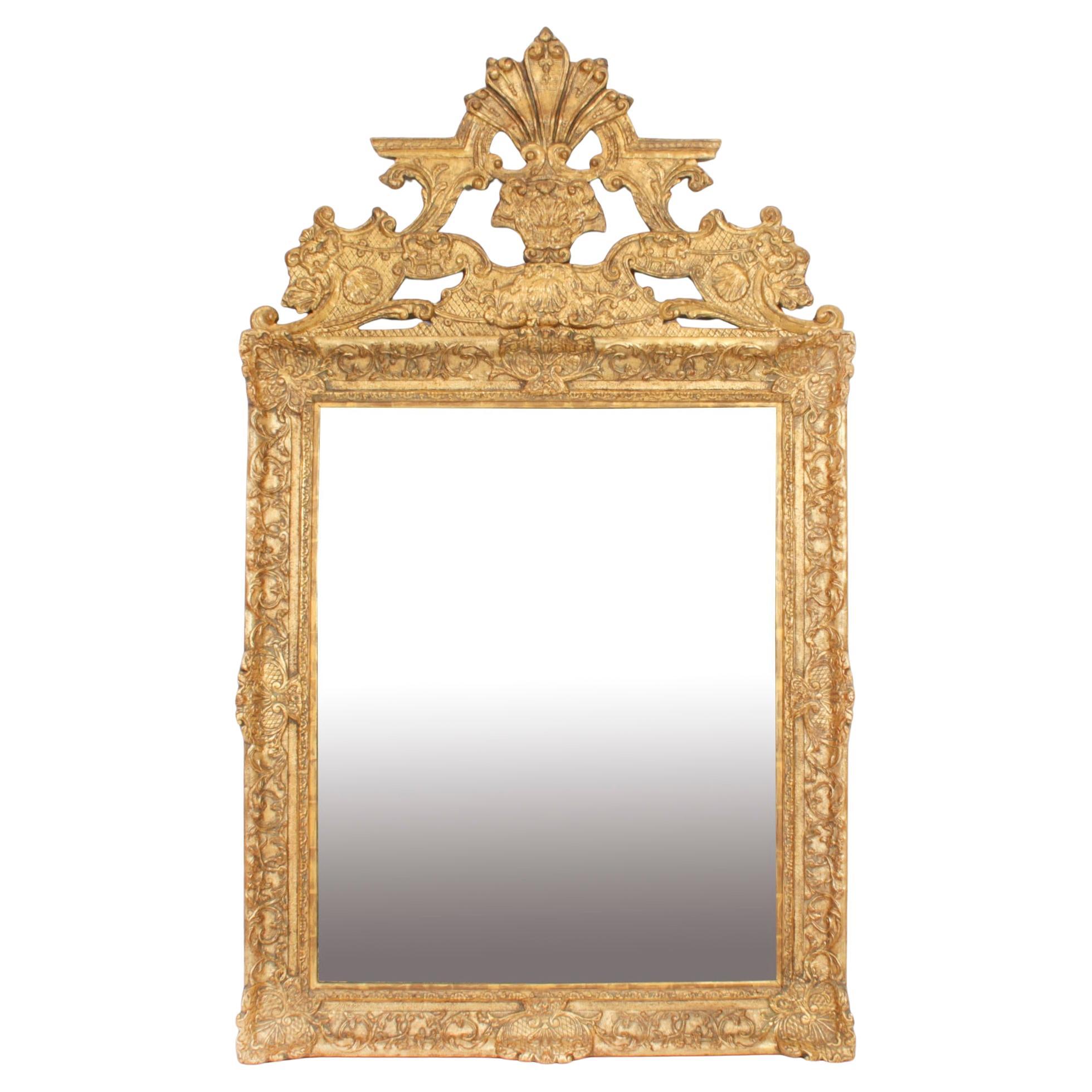 Antique Large French Giltwood Wall Mirror 18th Century - 171x101cm For Sale