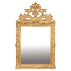 Antiguo Gran Espejo de Pared de Madera Dorada Francesa Siglo XVIII - 171x101cm