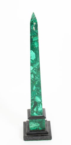 Antique French Grand Tour Malachite Obelisk 19th Century