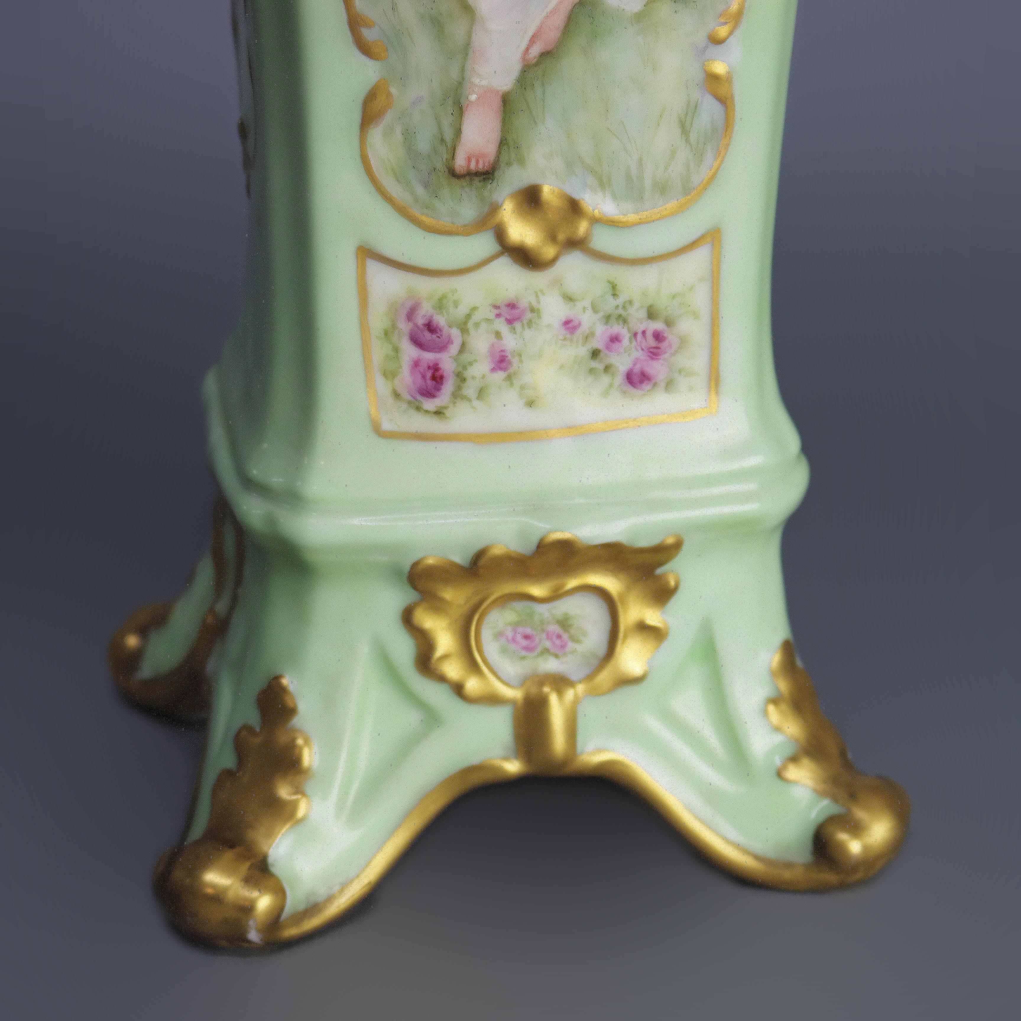 Antique Large French Limoges Porcelain Hand Painted and Gilt Portrait Vase 3